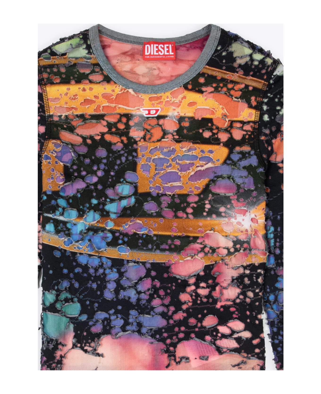 Diesel T-miley Multicolour destroyed jersey long sleeves top - T Miley - Multicolor トップス