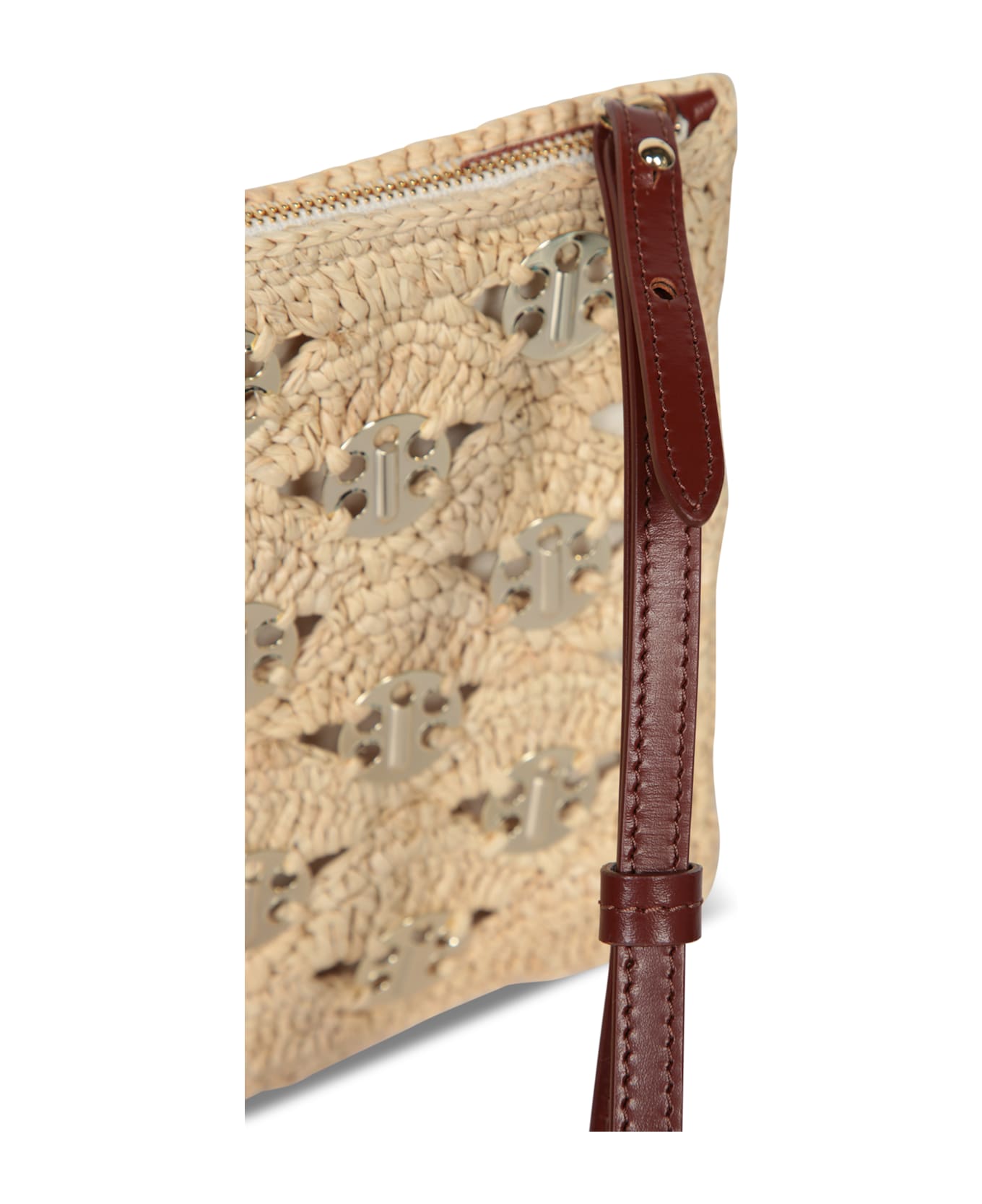 Paco Rabanne Gold Raffia Pouch Bag - Metallic