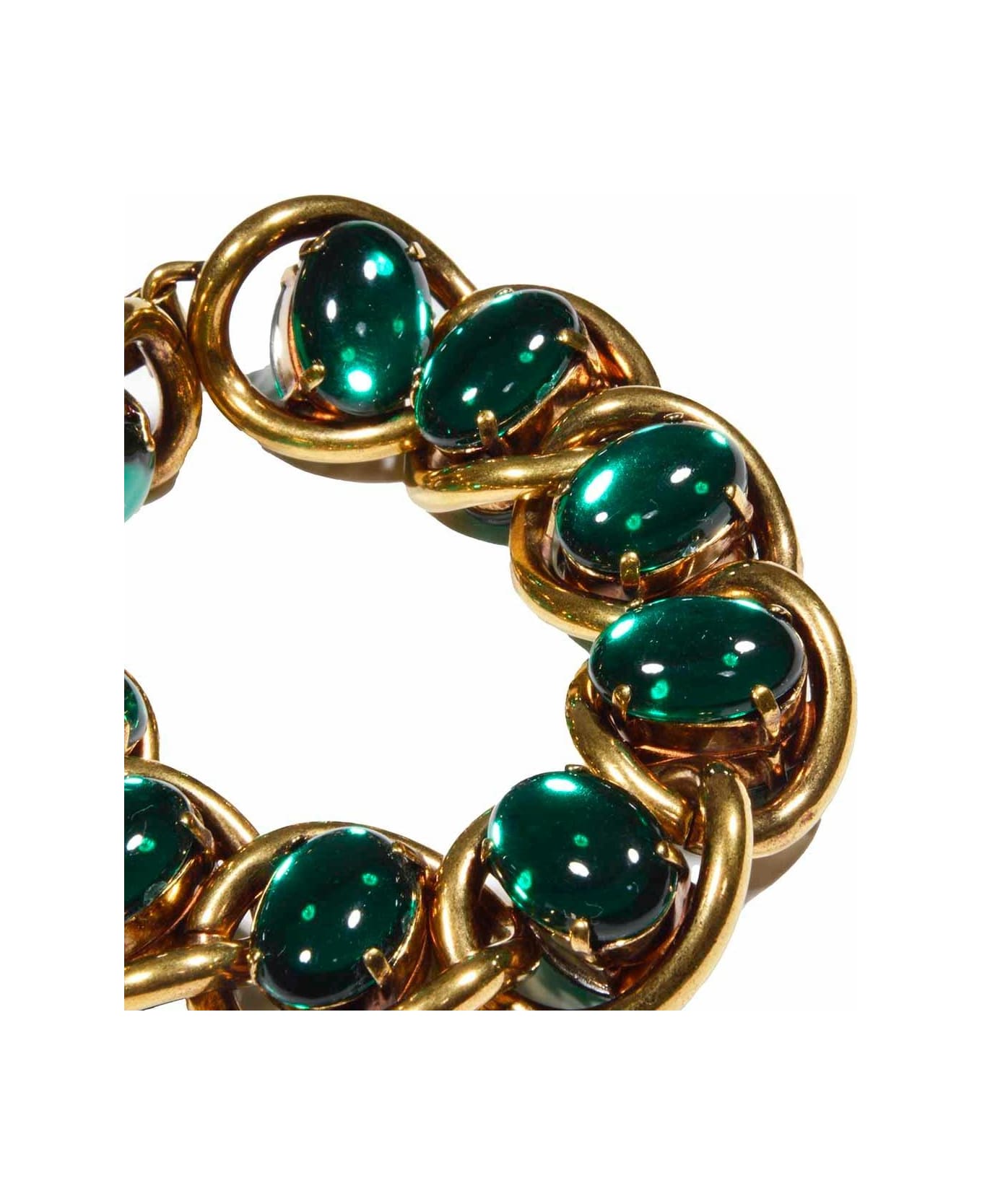 Marni Embellished Cable-link Chain Bracelet - Oro/verde
