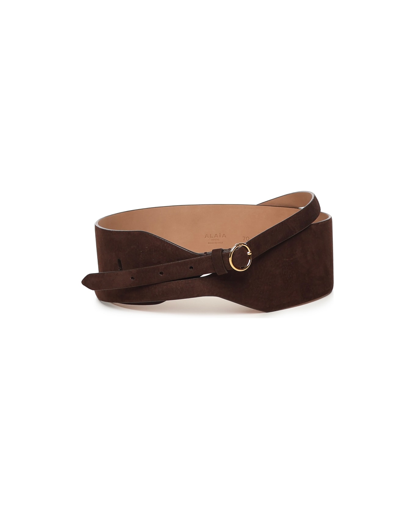 Alaia Wide Double Suede Belt - BRUN FONCE