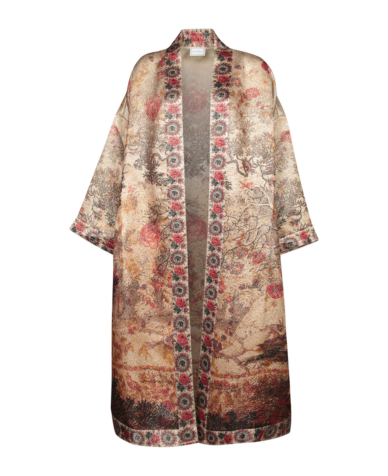 Pierre-Louis Mascia Beige-red Damask Kimono - Beige