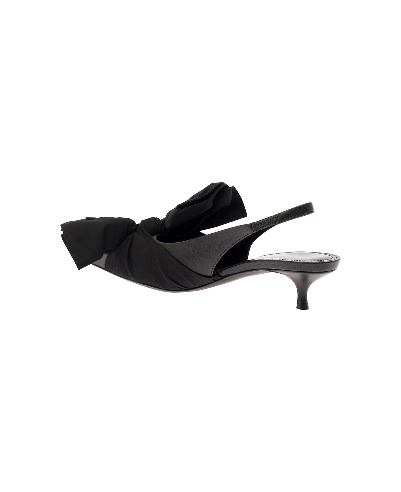 Balenciaga Black Slingback Pumps With Knot Detail In Leather And Cotton Woman - Black
