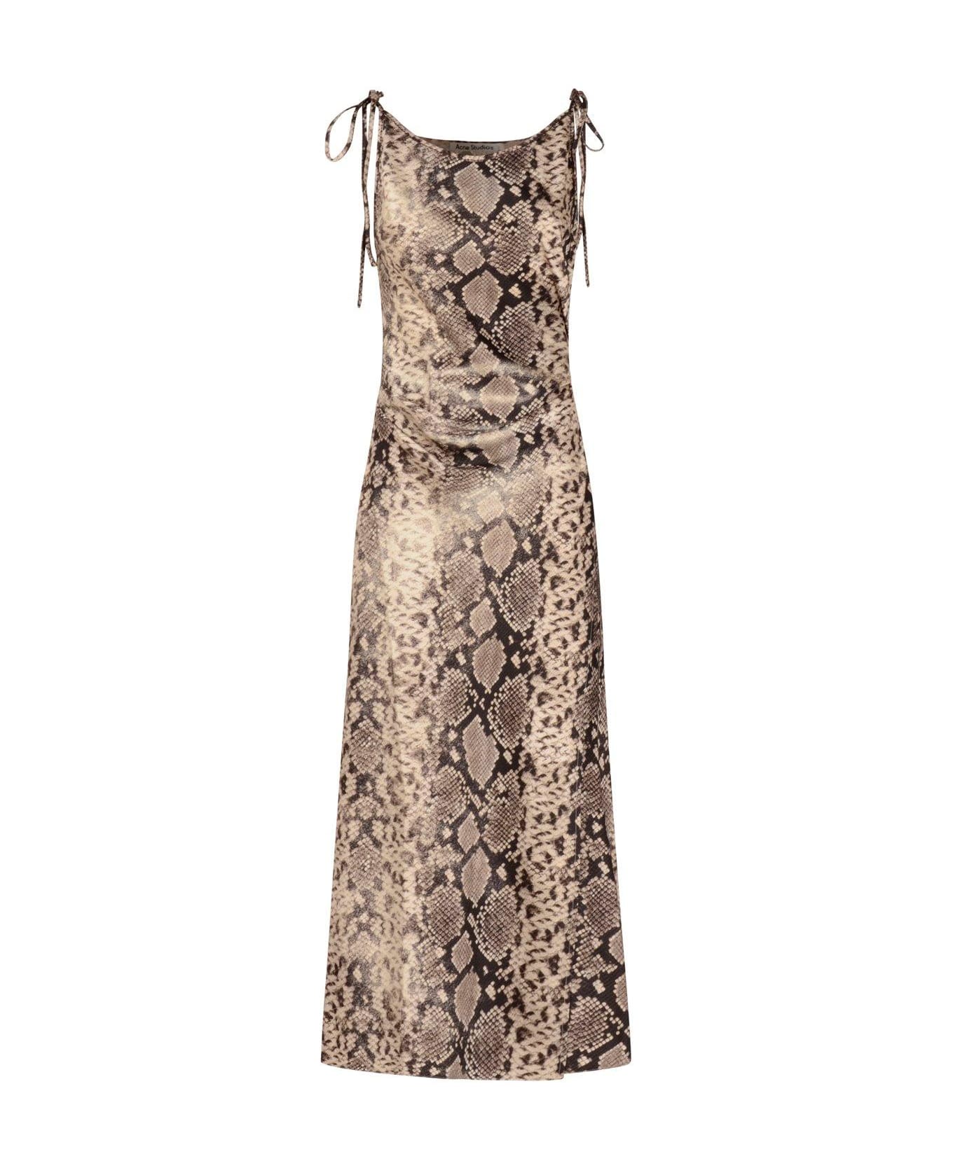 Acne Studios Satin Python Printed Dress - Brown