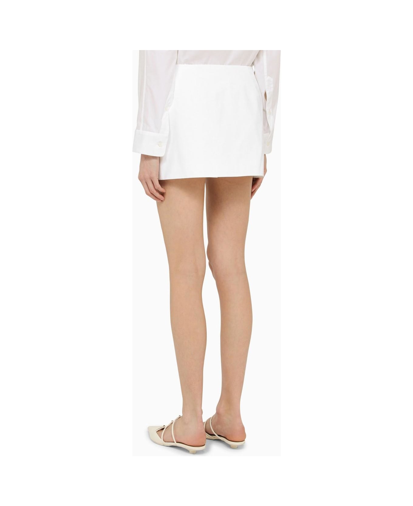 Valentino White Cotton Mini Skirt - White