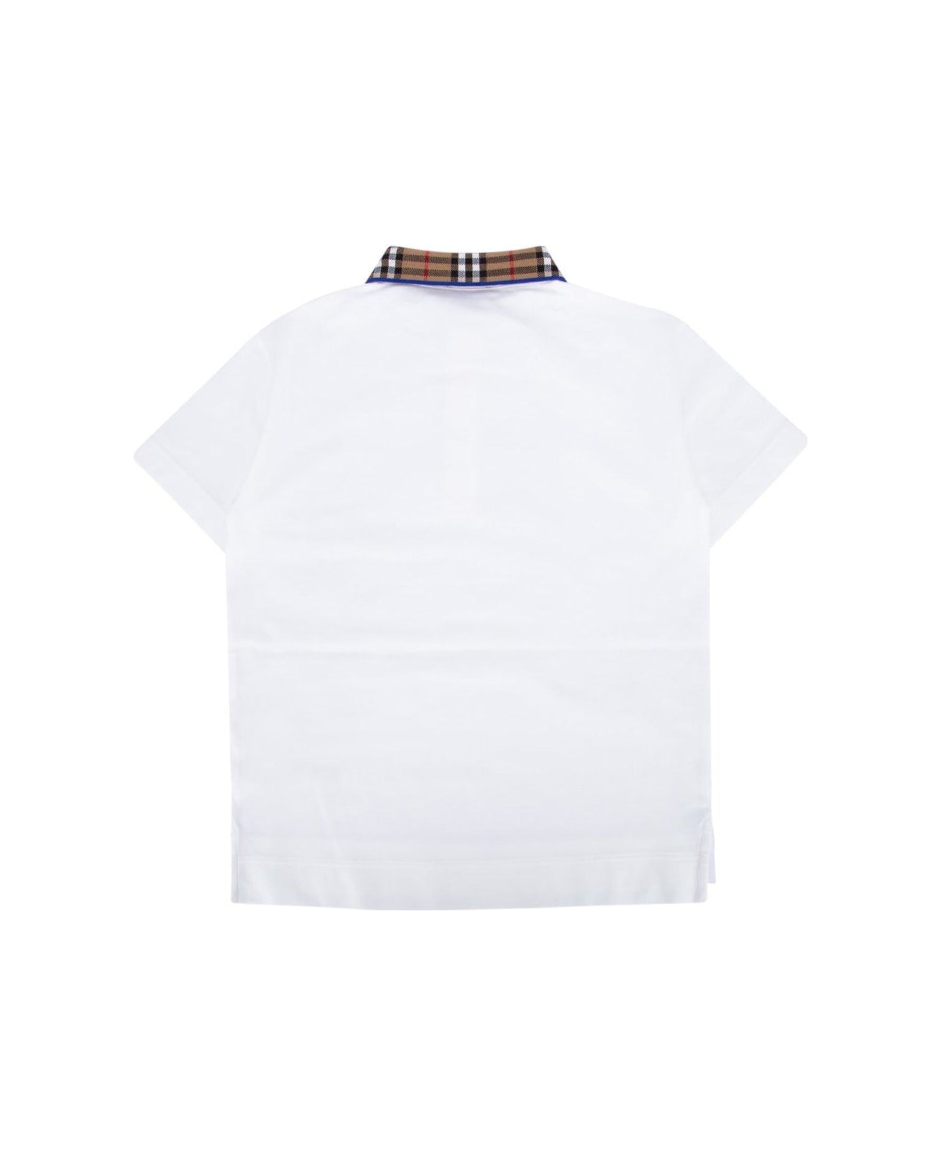 Burberry Check-collar Short-sleeved Polo Shirt - Bianco