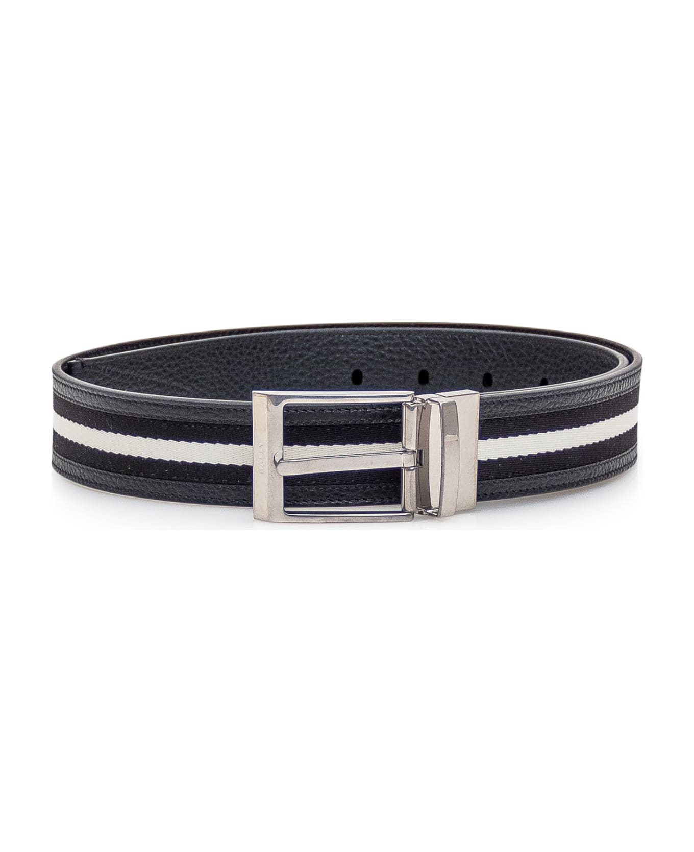 Bally Leather Belt - BLACK+BLK/BONE+PALL