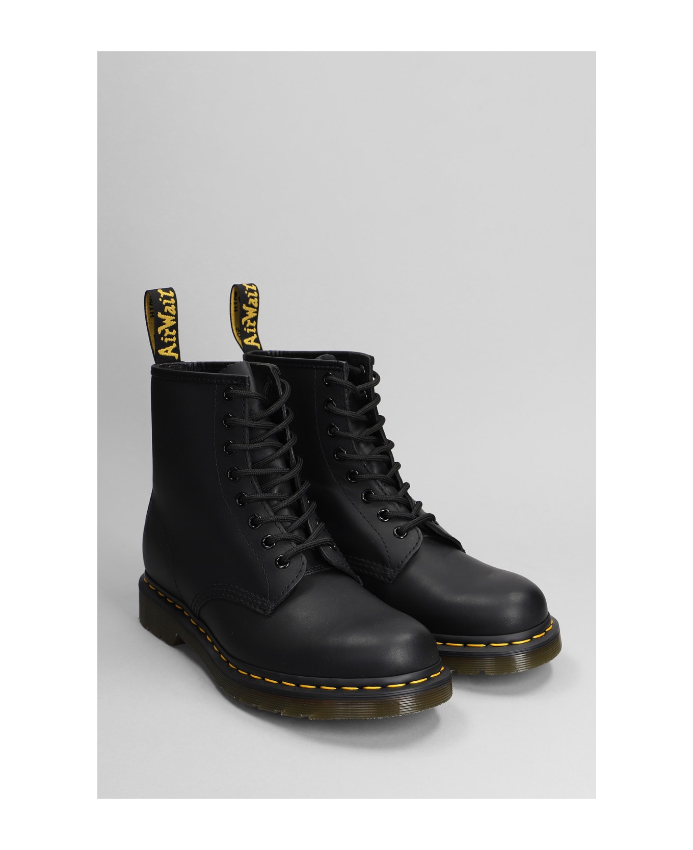 Dr. Martens 1460 Greasy Combat Boots In Black Leather - black