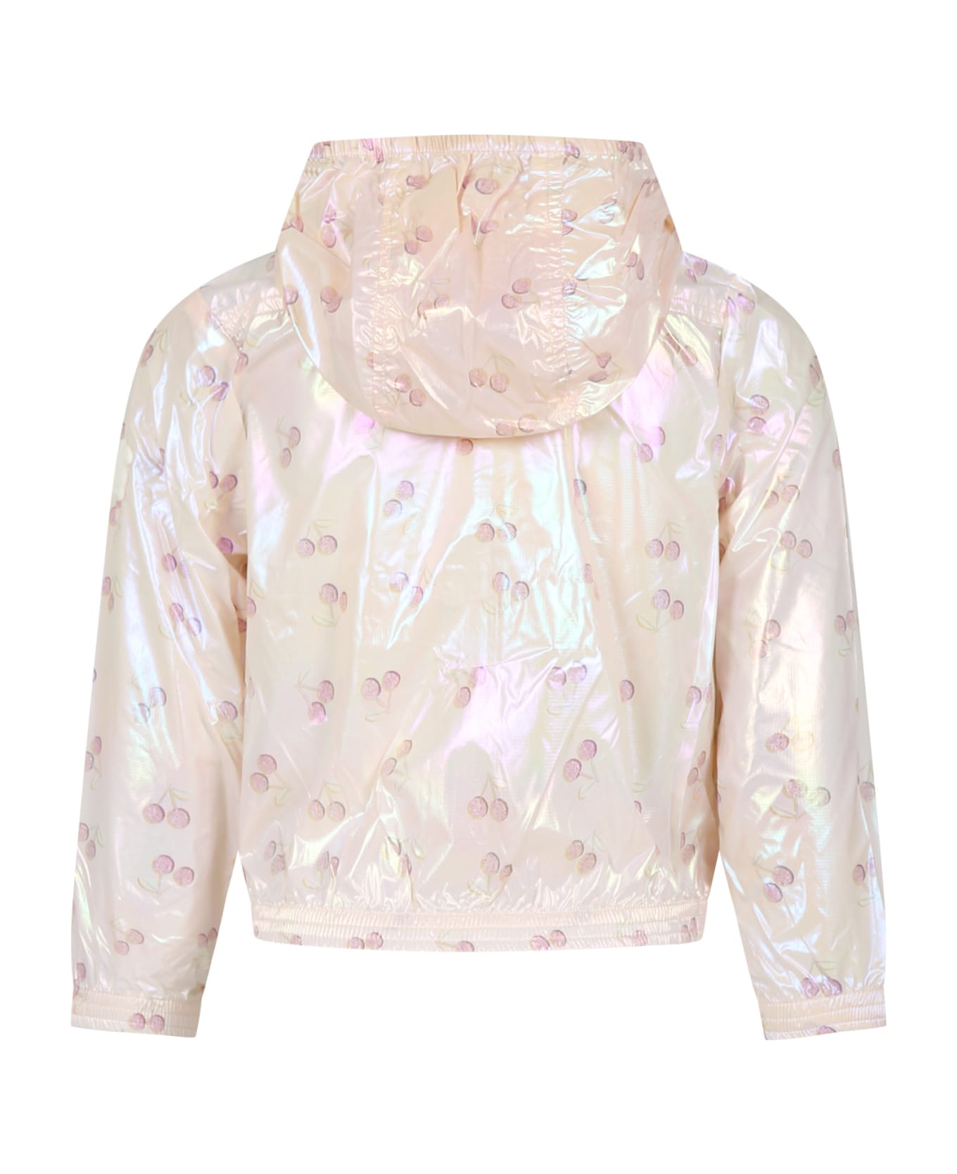 Bonpoint Pink Windbreaker For Girl With All-over Cherries - Pink