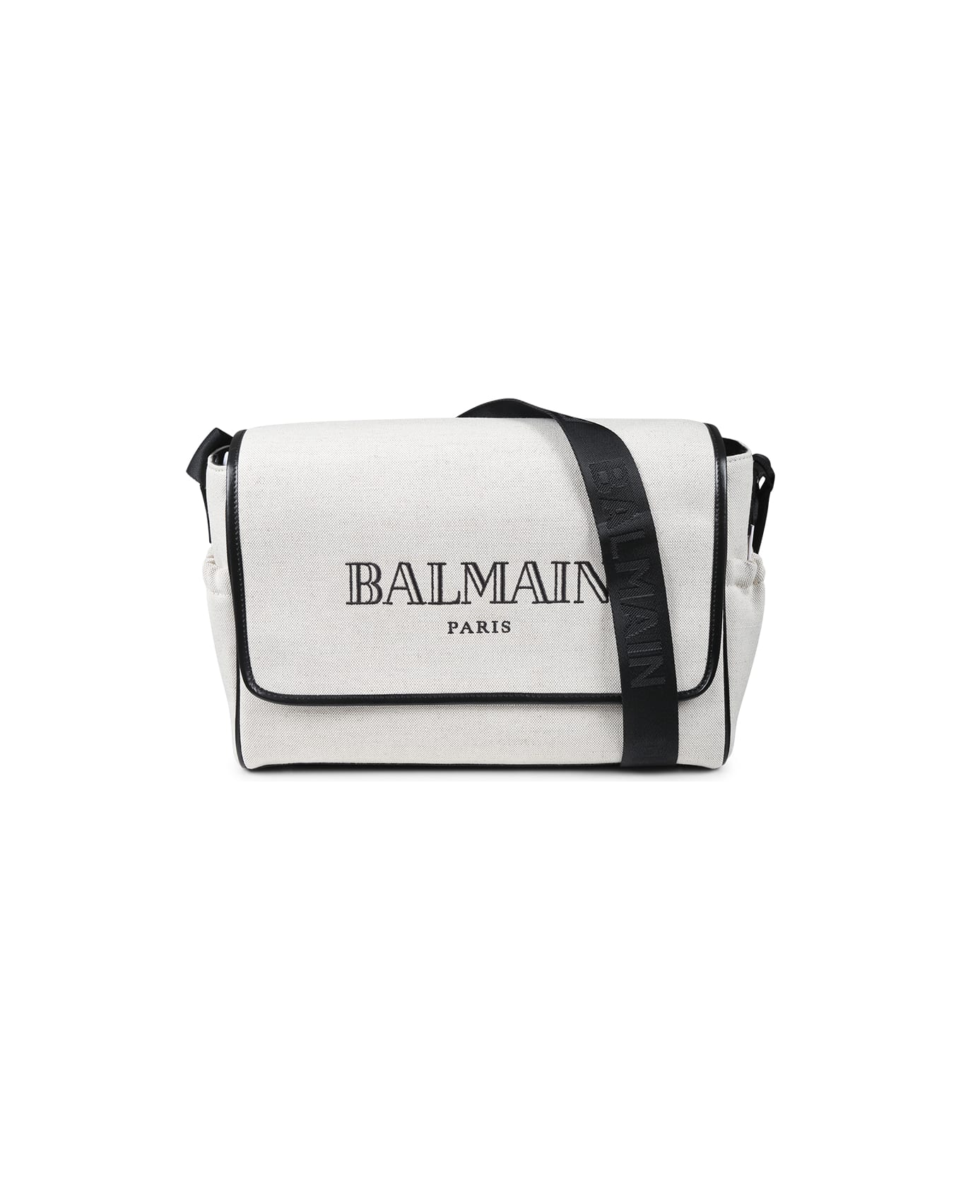 Balmain Beige Changing Bag For Babykids With Black Logo - Ivory