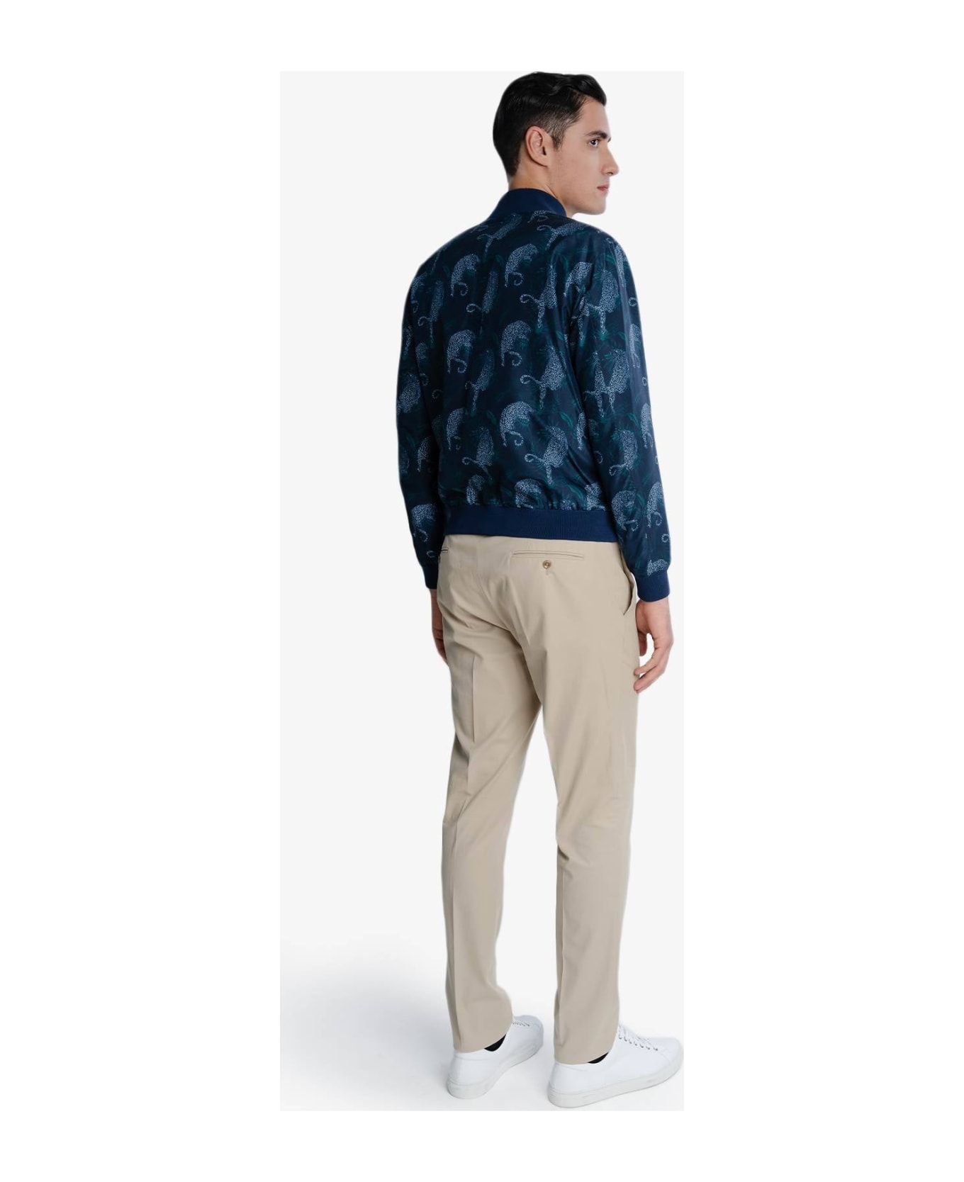 Larusmiani Bomber Pink Panther Down Jacket - Blue Cheetah