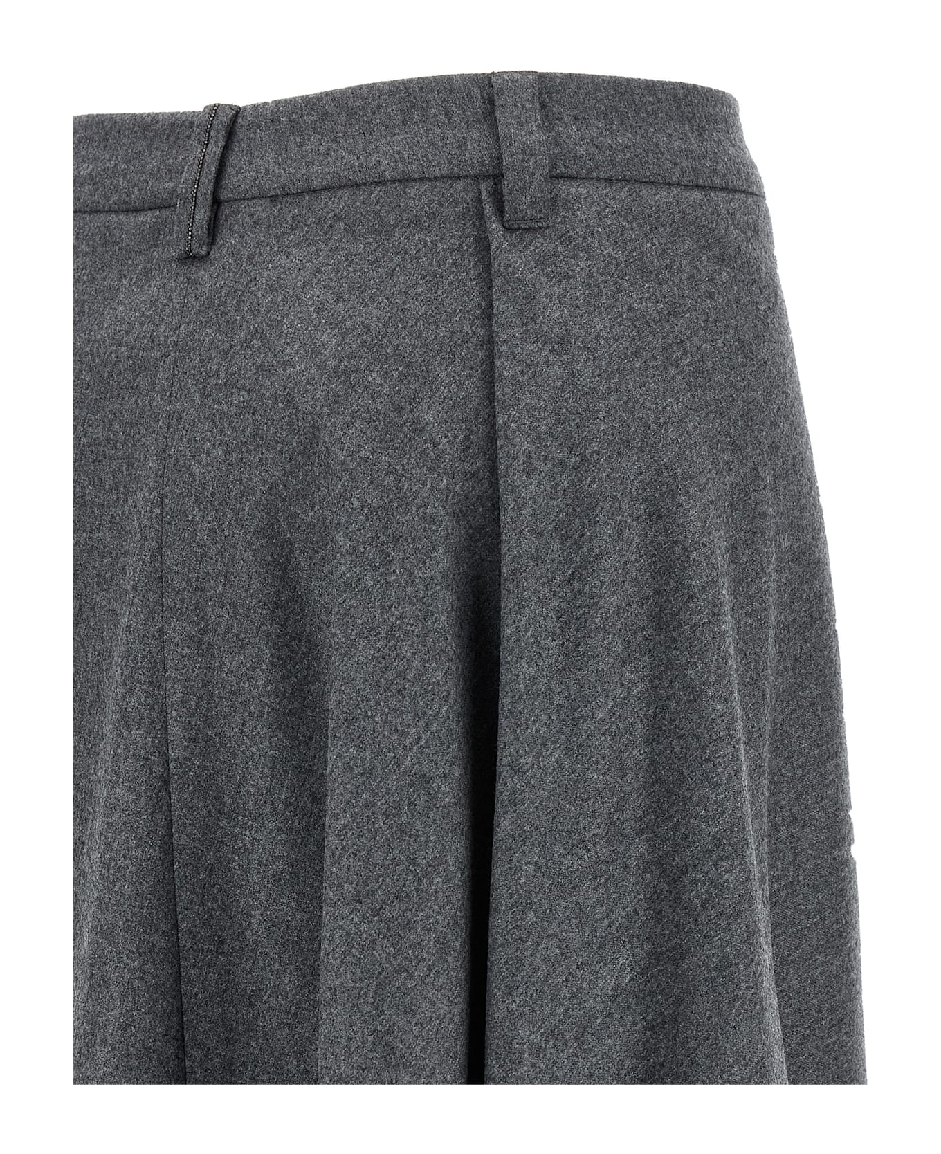 Brunello Cucinelli Asymmetrical Wool Skirt - Gray スカート