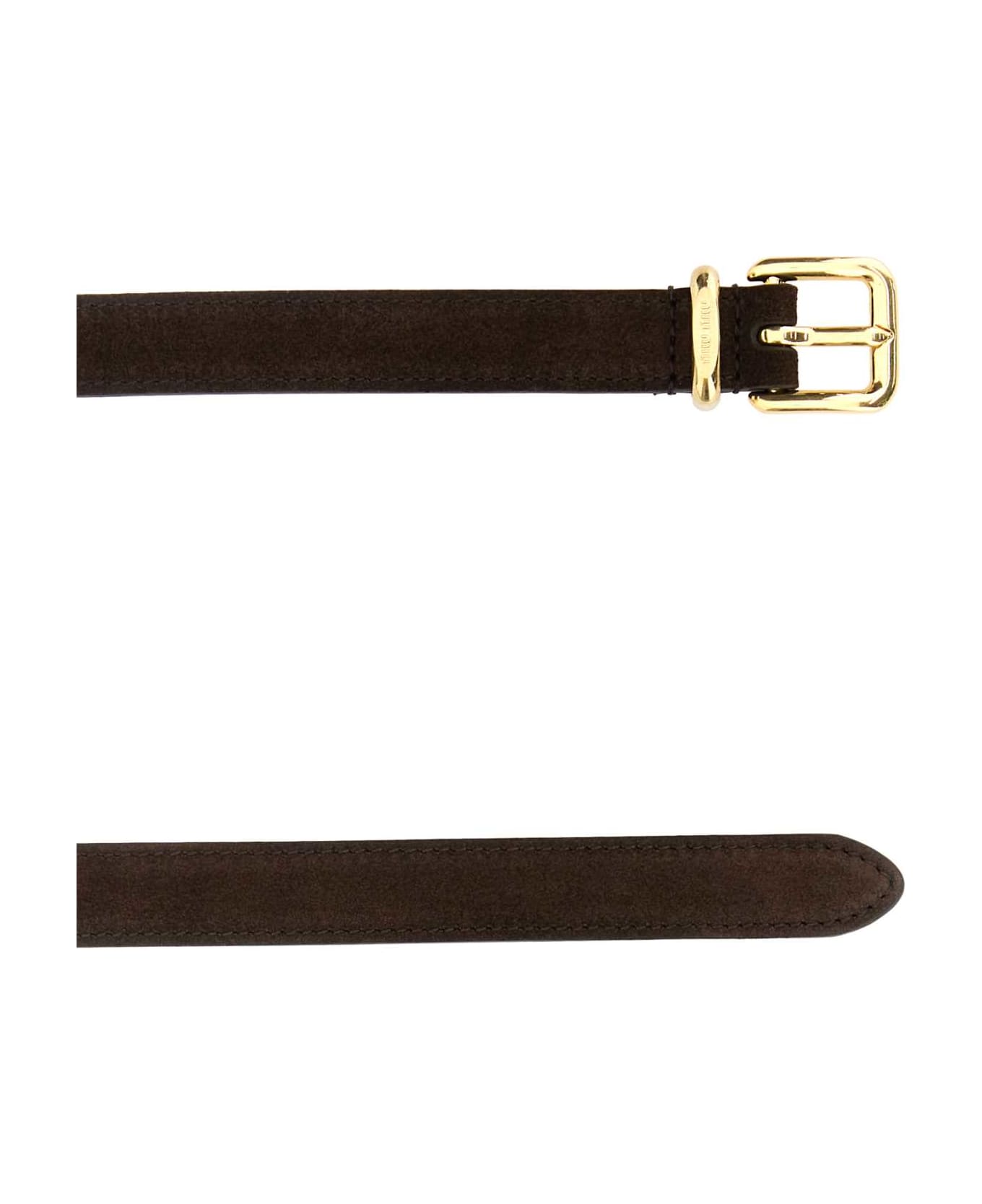 Miu Miu Dark Brown Suede Belt - MORO