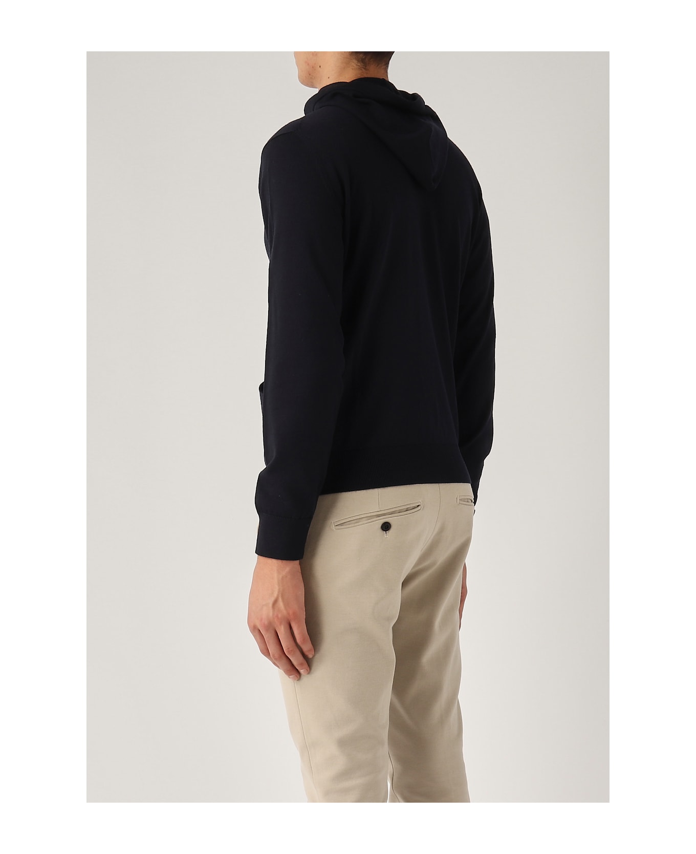 Filippo De Laurentiis Full-zip Con Cappuccio Merinos Hoodie - NAVY