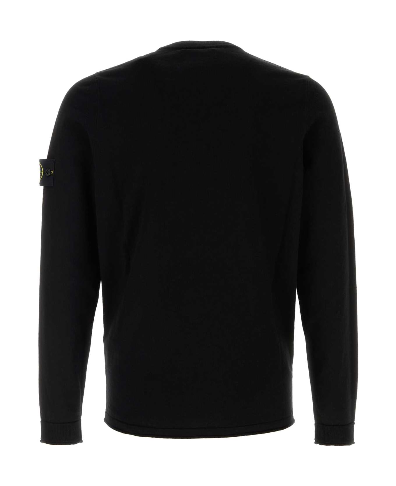 Stone Island Black Cotton Sweater - BLACK ニットウェア