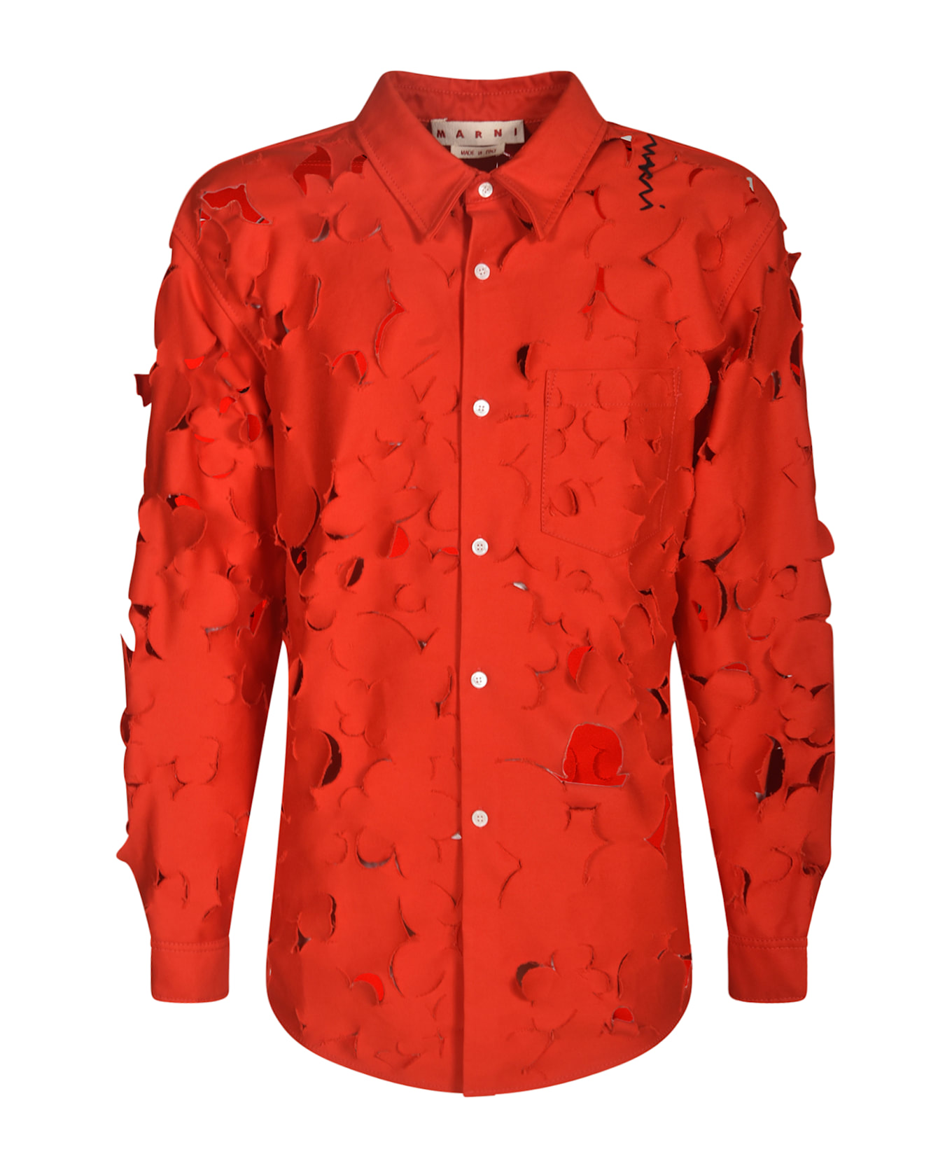 Marni Cut-out Detail Slim Shirt - Red