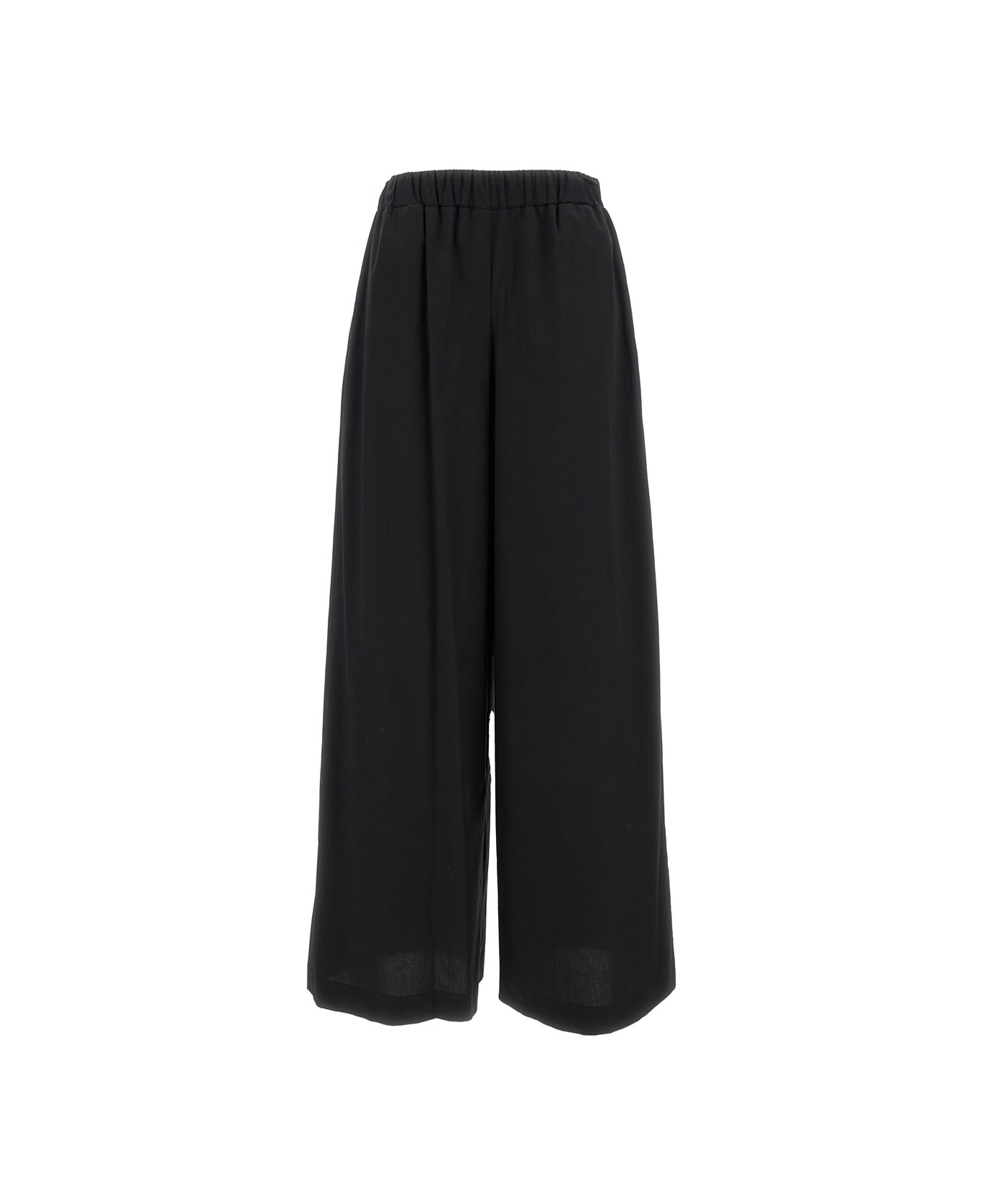 Federica Tosi Black Elastic High-waisted Pants In Stretch Cotton Woman - Black ボトムス