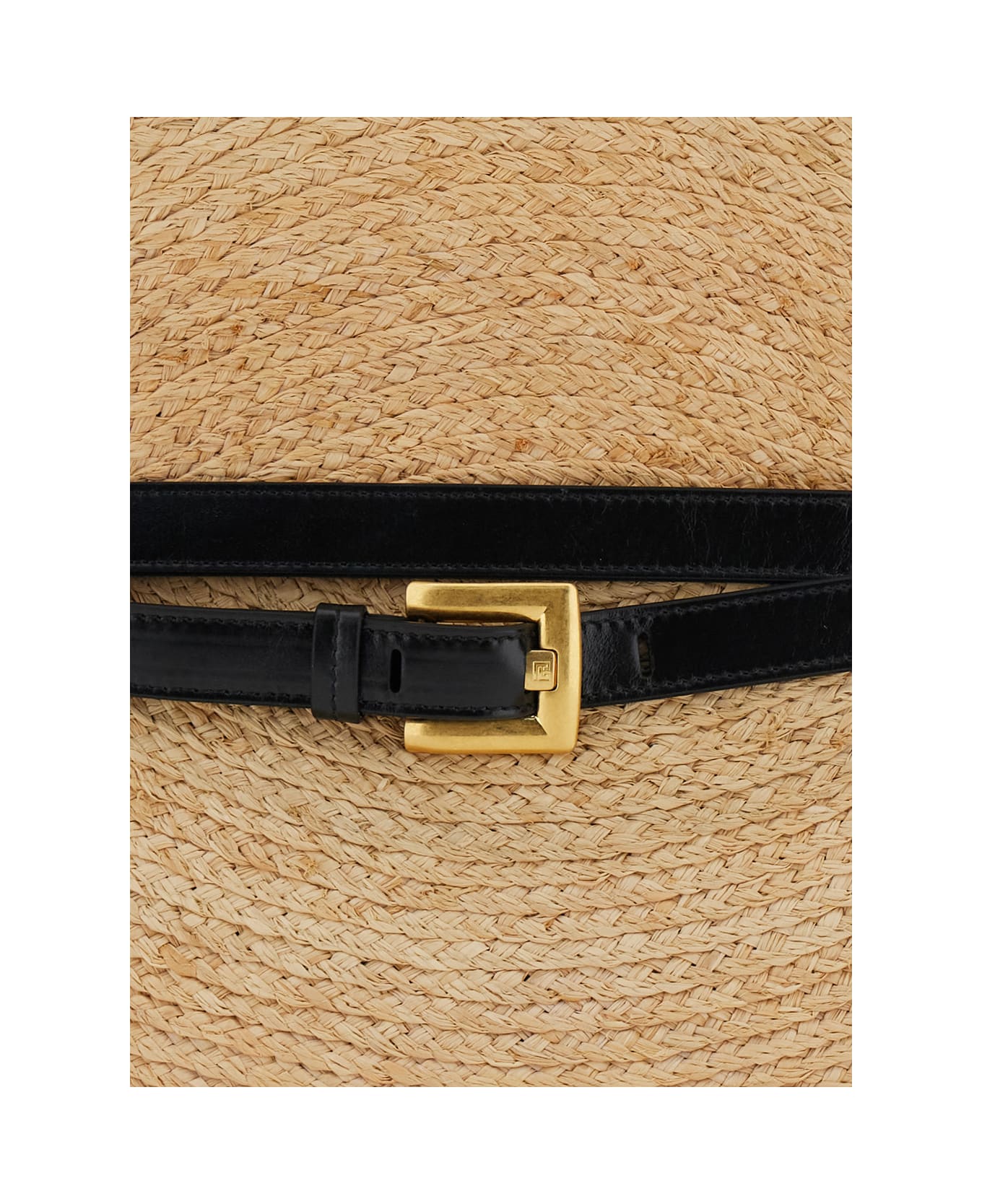 Balmain Shuffle Medium-raffia&calfskin - Beige