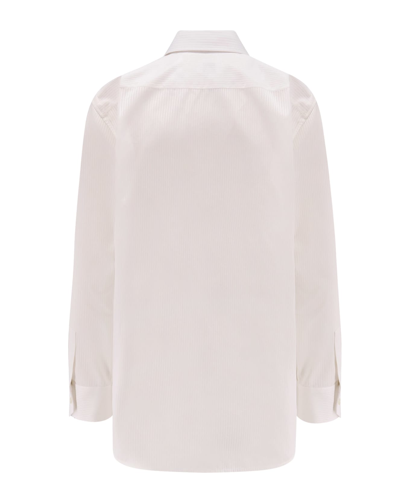 Saint Laurent Certified Cotton Shirt With Cassandre Embroidery - White