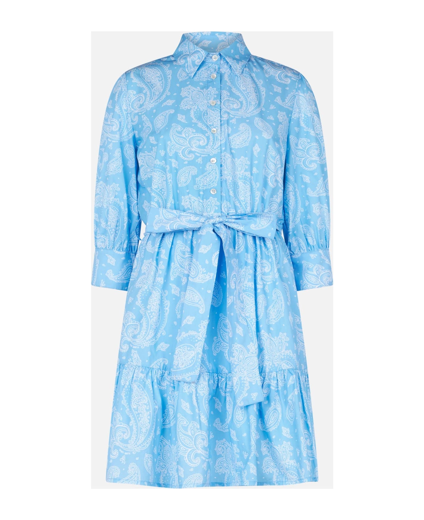 MC2 Saint Barth Paisley Print Cotton Short Dress Daisy - BLUE