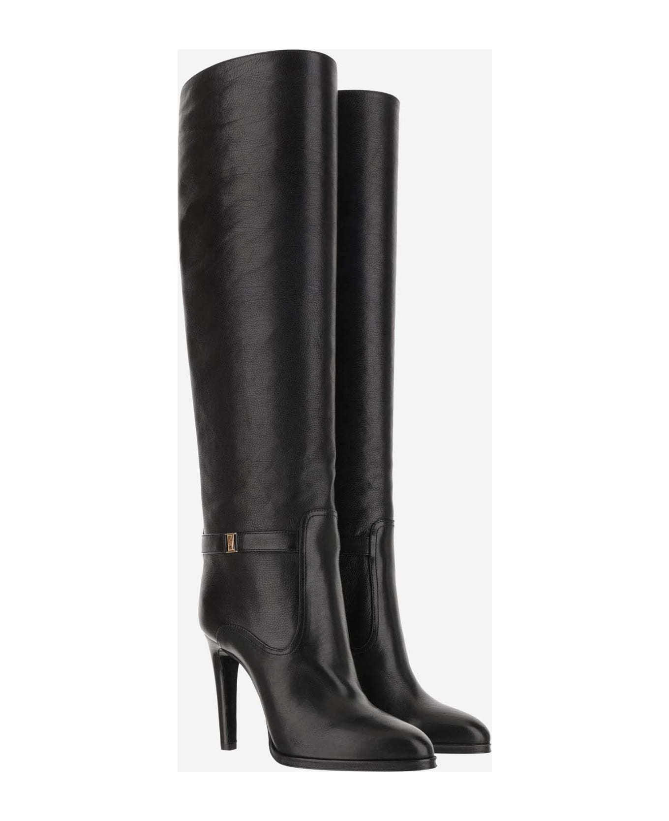 Saint Laurent Diane Grained Leather Boots - Black ブーツ