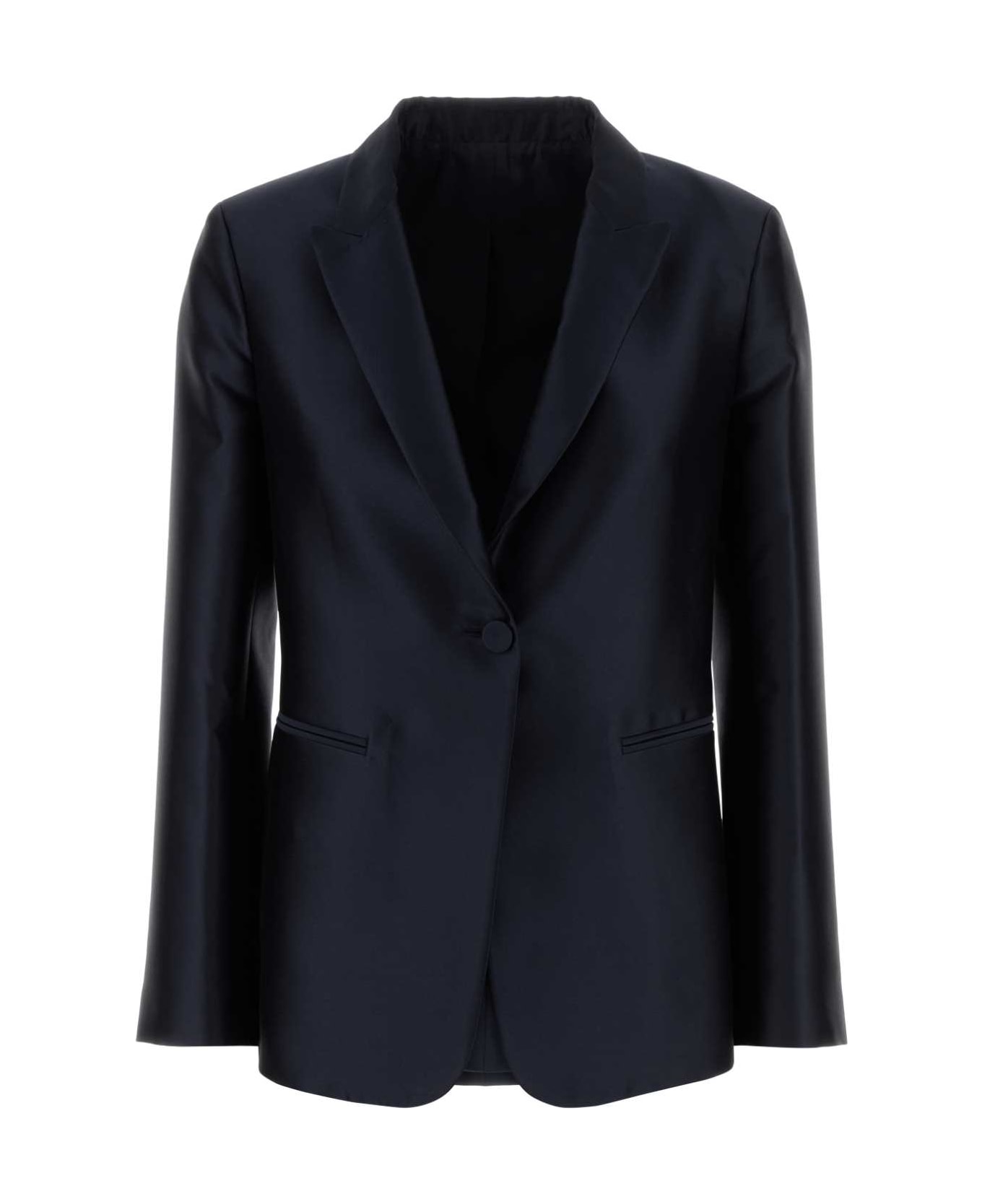 Alberta Ferretti Navy Blue Satin Blazer - BLU