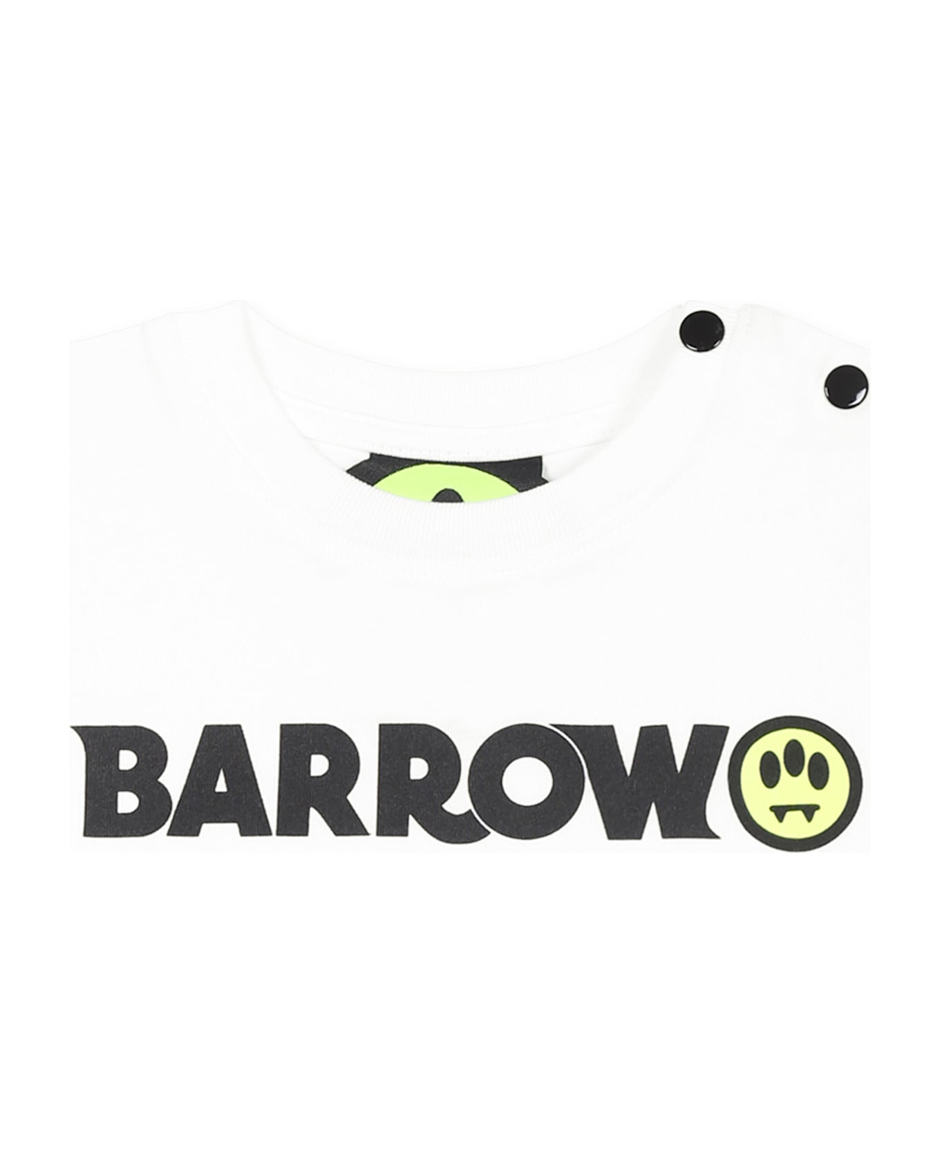 Barrow White T-shirt For Baby Girl With Logo - White