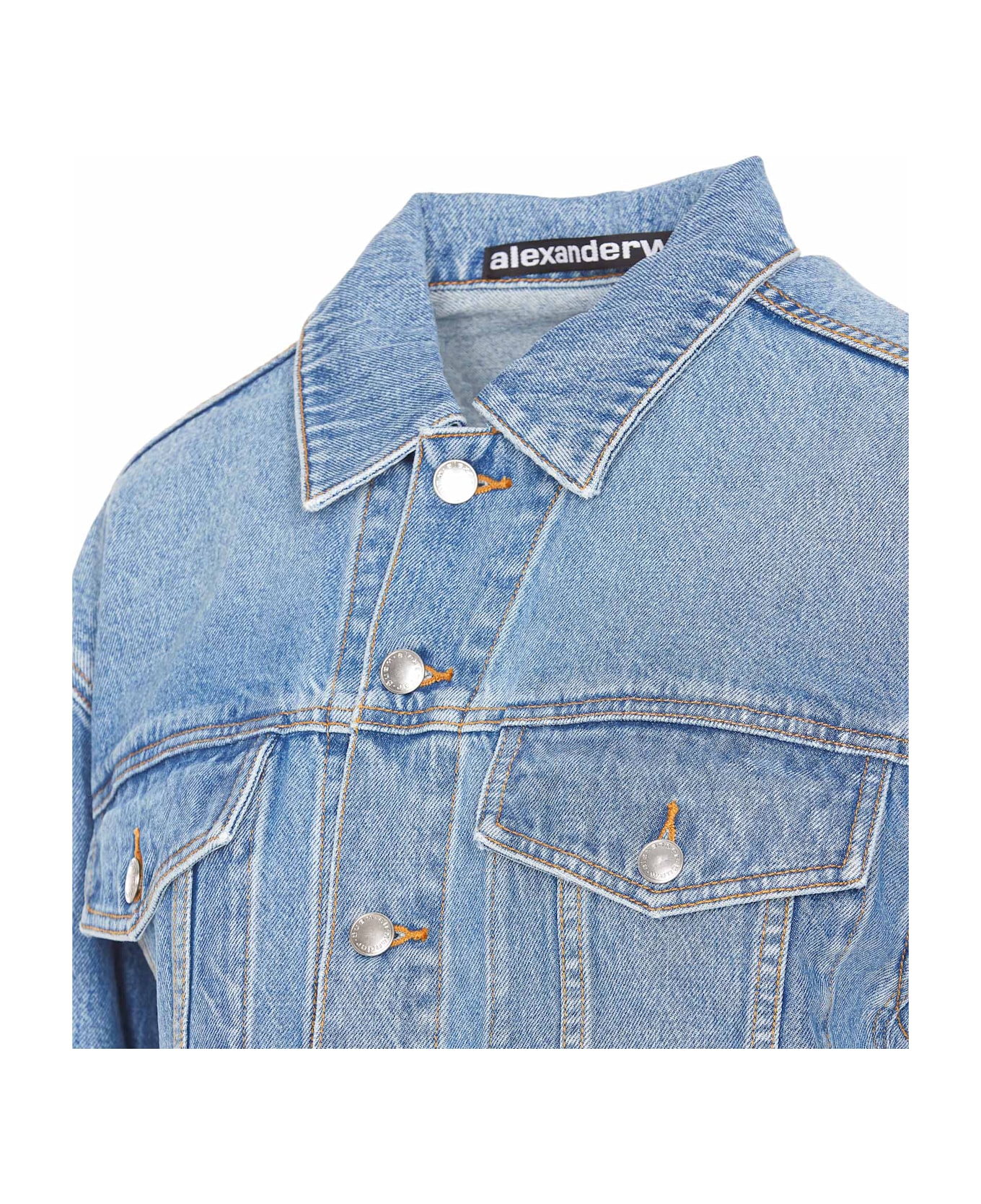 Alexander Wang Embossed Logo Trucker Denim Jacket - Blue