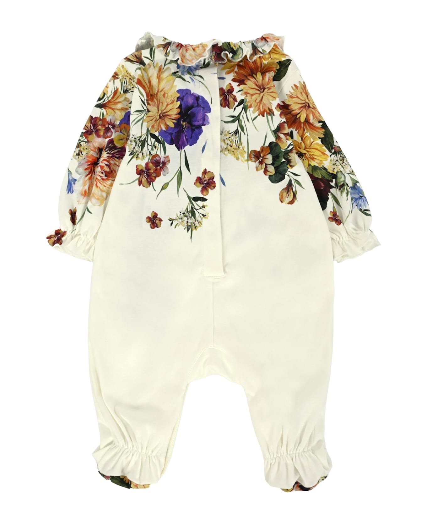 Dolce 
Gabbana Ivory Babygrow Set For Baby Girl With Floral Print - Ivory