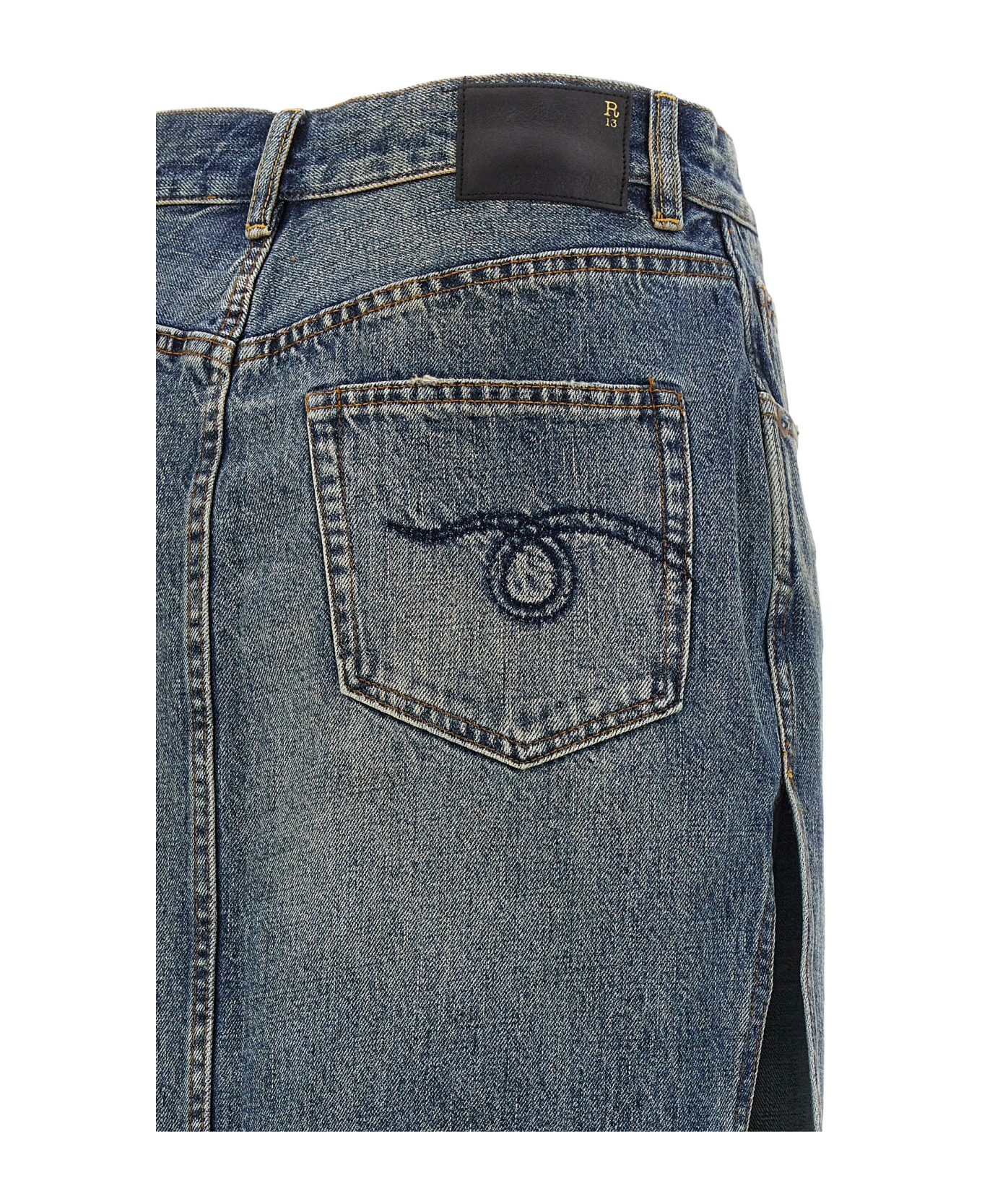 R13 'devon Side Slit' Skirt - Blue