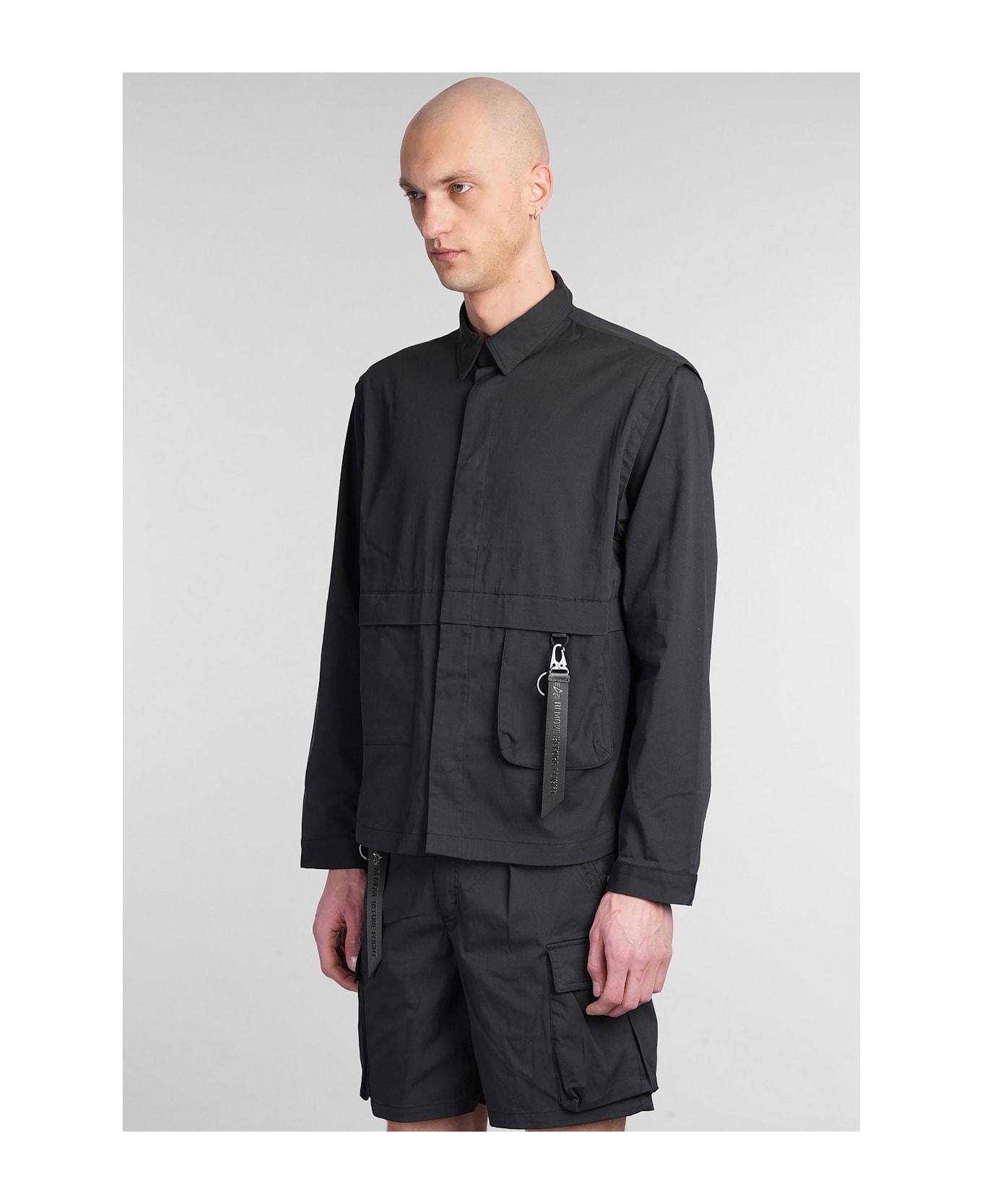 Alpha Industries Utility Overshirt Shirt In Black Cotton - black