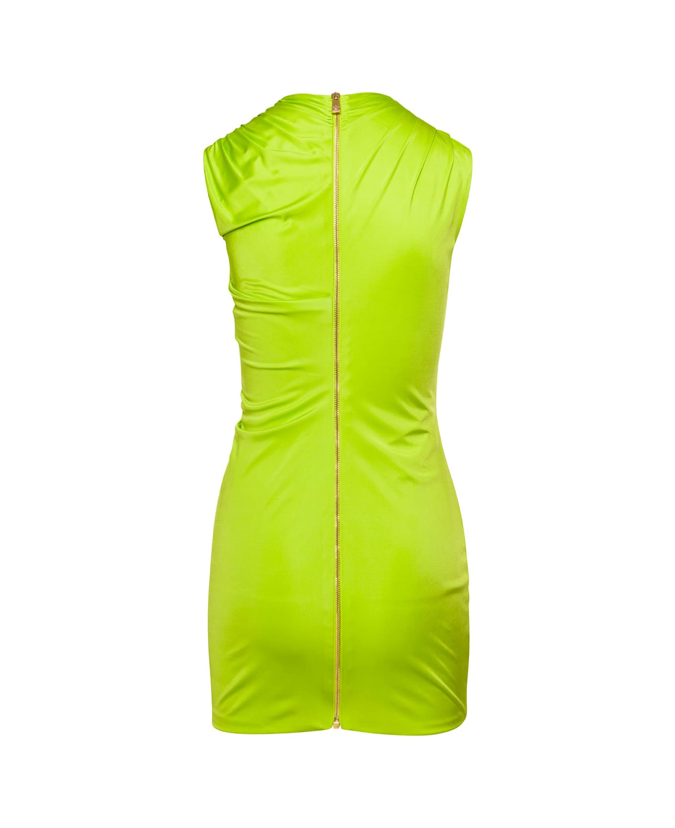 Versace Green Sleeveless Draped Mini Dress In Viscosa Woman - Green