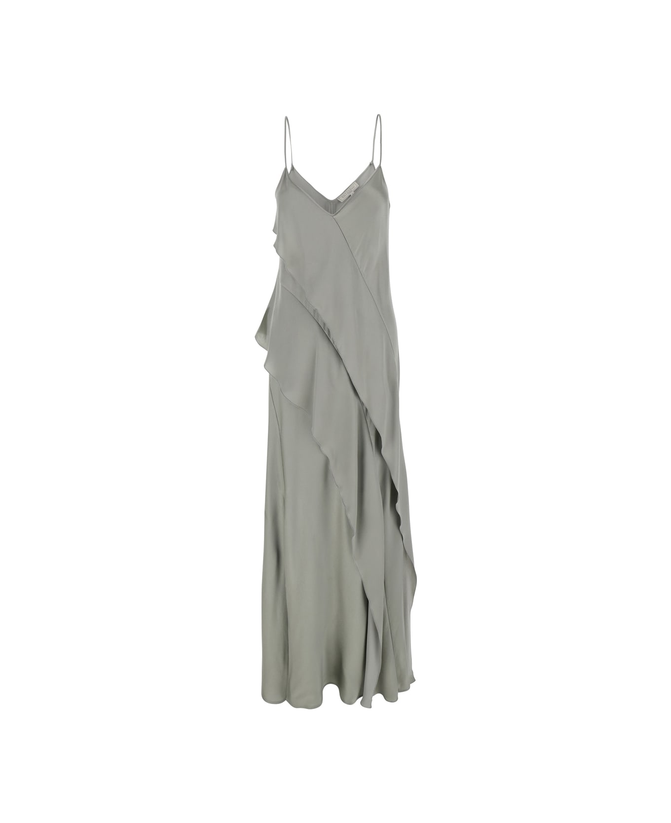 Antonelli 
luisiana
 Gray Dress With Spaghetti Straps And Front Ruffle In Satin Woman - Grey