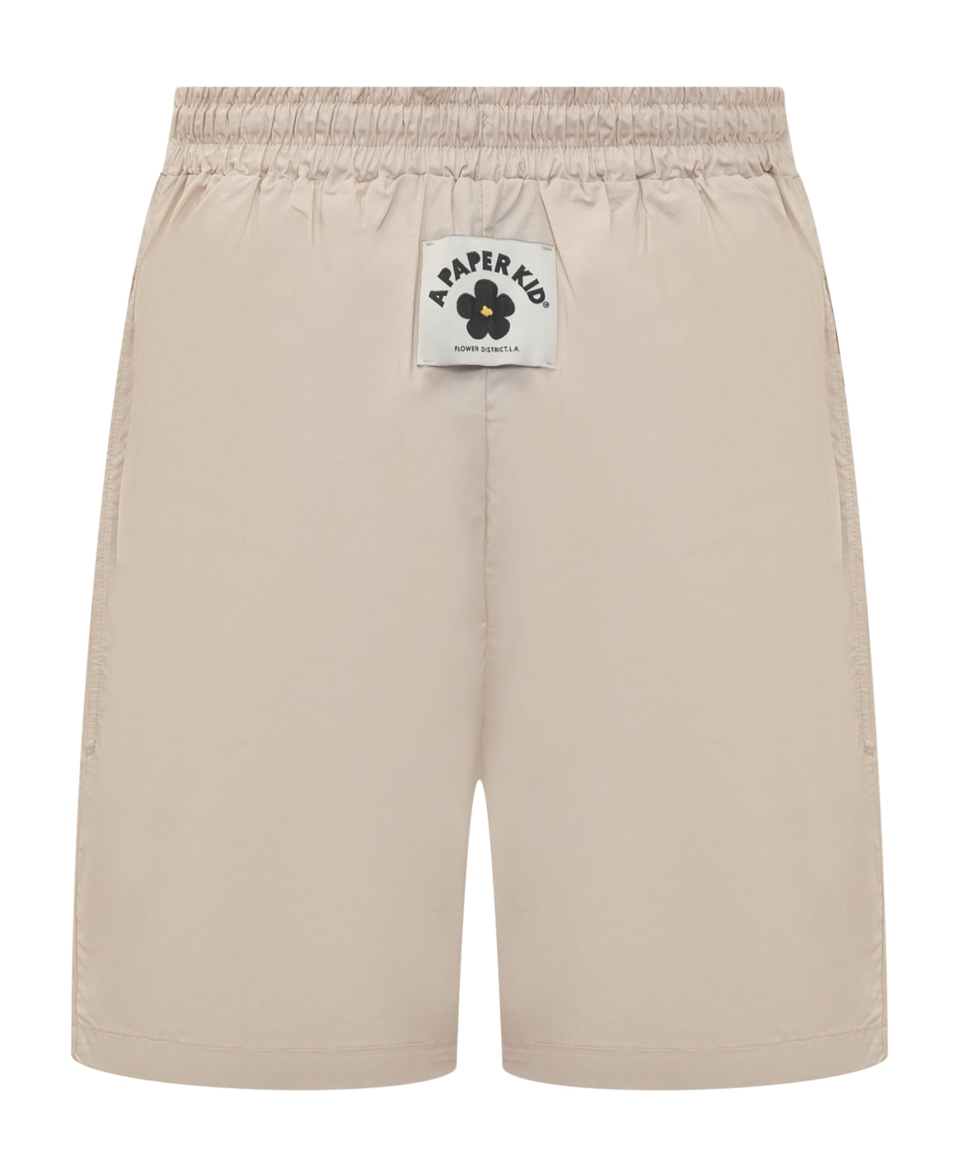 A Paper Kid Cotton Poplin Short Pants With Darts. - SABBIA/SAND