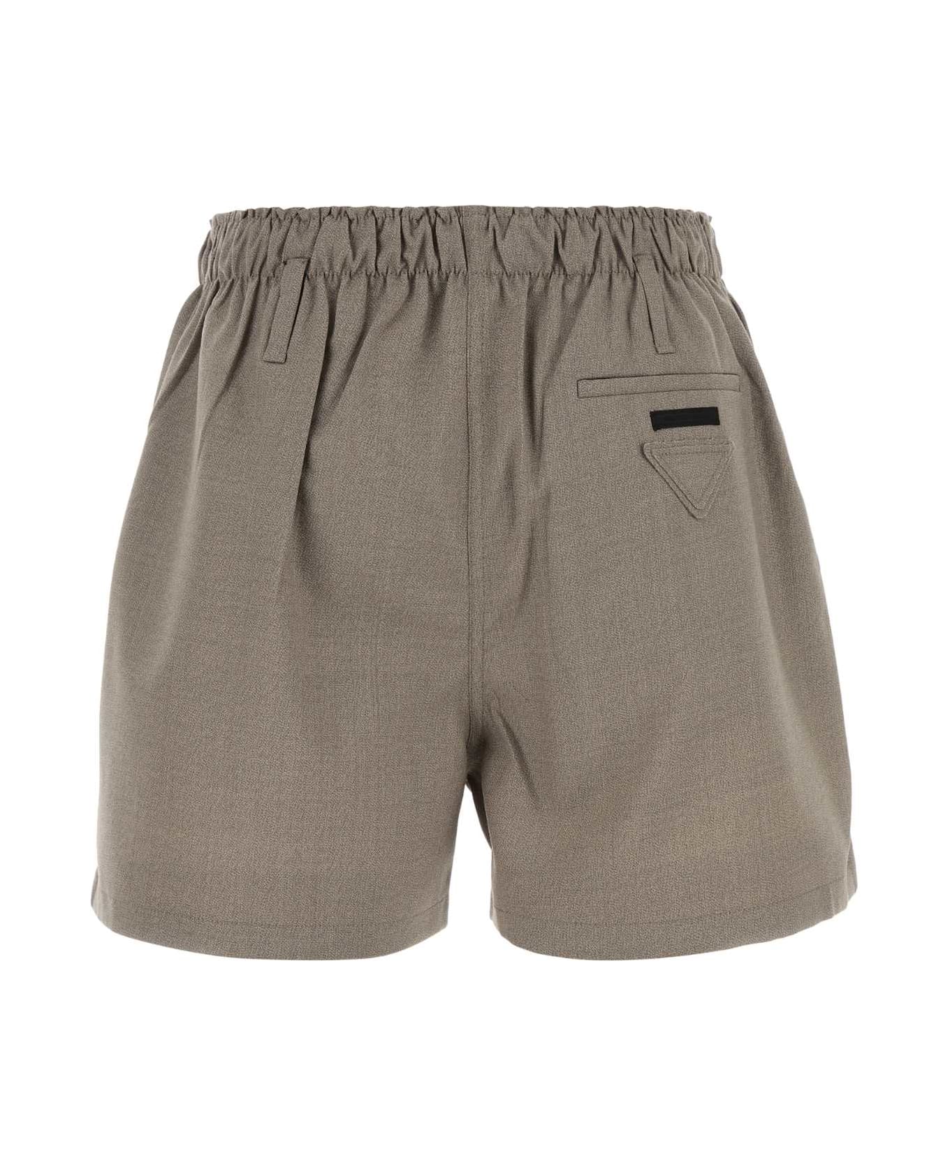 Prada Dove Grey Wool Shorts - SABBIA