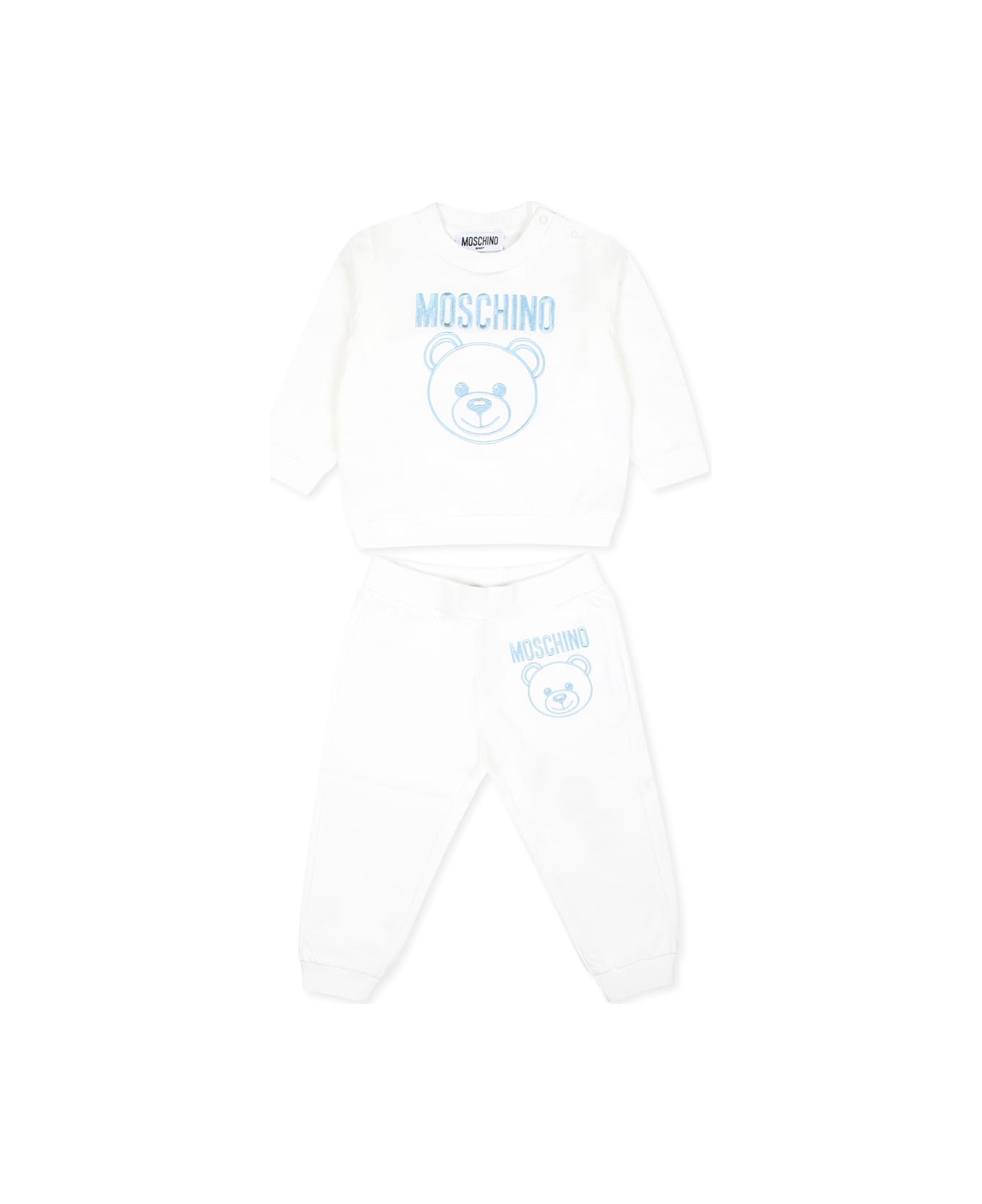 Moschino Ivory Suit For Baby Boy With Teddy Bear - Ivory