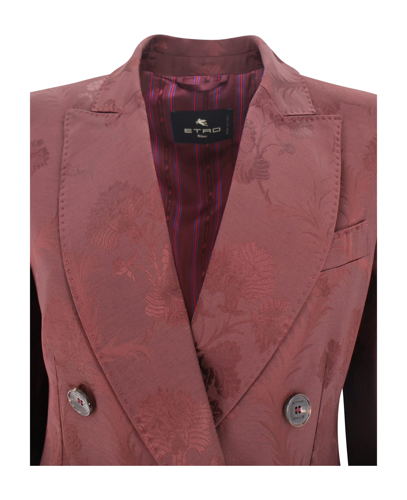 Etro Double-breasted Jacket With Floral Jacquard Pattern
