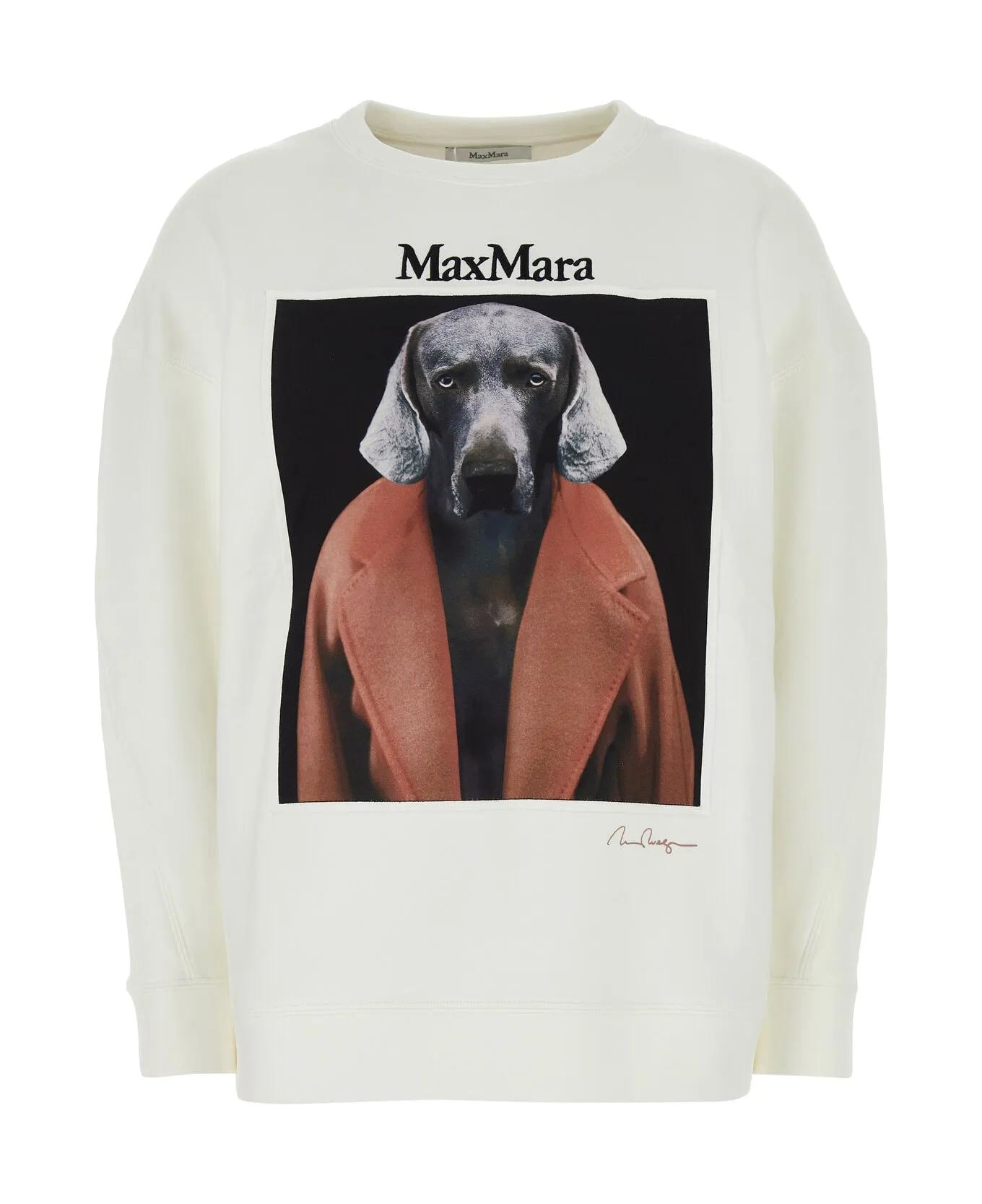 Max Mara White Stretch Cotton Blend Bacco Sweatshirt - BIANCO AVORIO