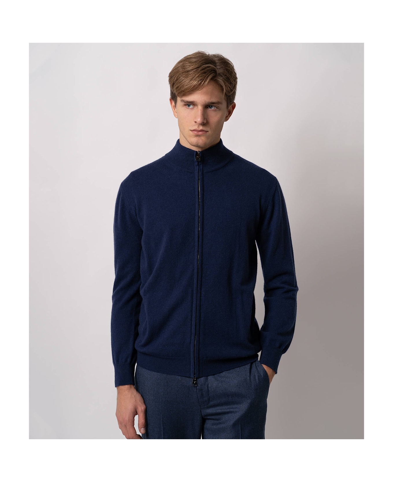 Larusmiani Cardigan Full Zip Warth Jacket - Navy
