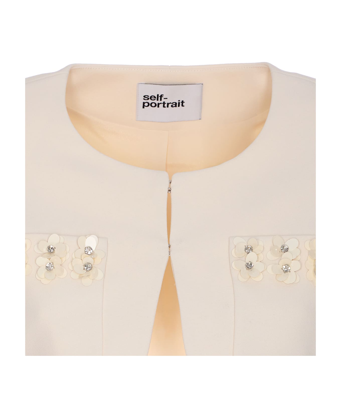 self-portrait 3d Sequin Cropped Jacket - White
