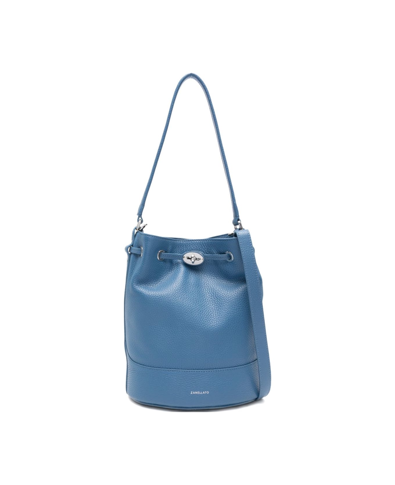 Zanellato Monda' Daily Small Leather Bucket Bag - Clear Blue