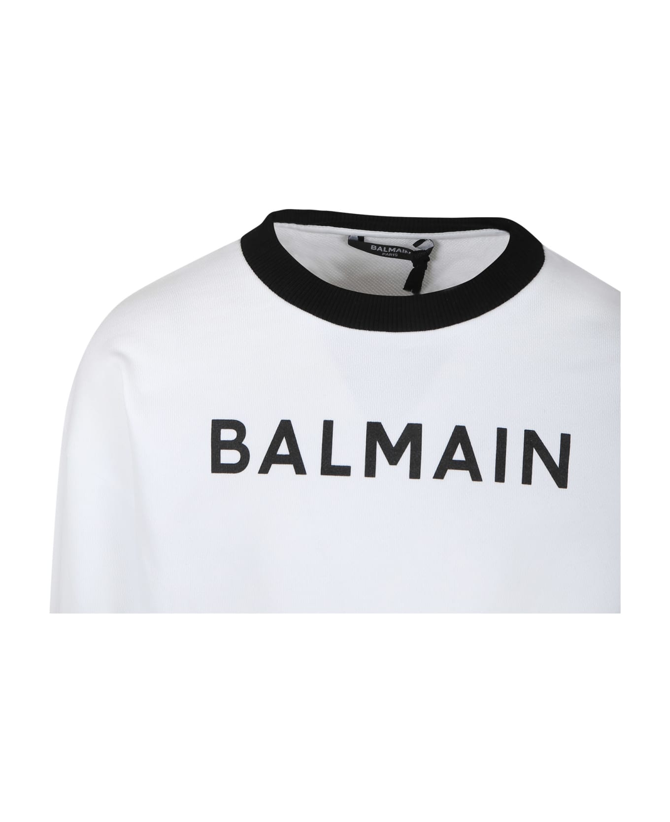 Balmain White Sweatshirt For Girl With Logo - White