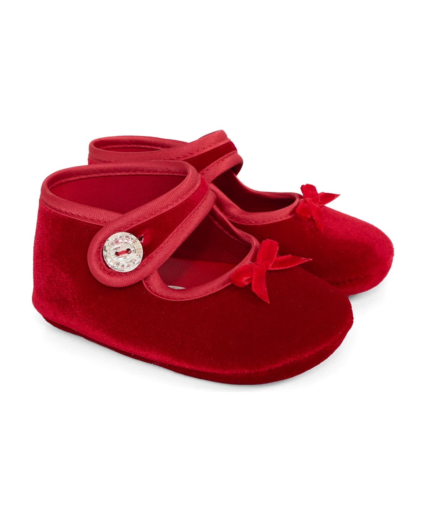 Monnalisa Red Ballet Shoes For Baby Girl With Bow - Red