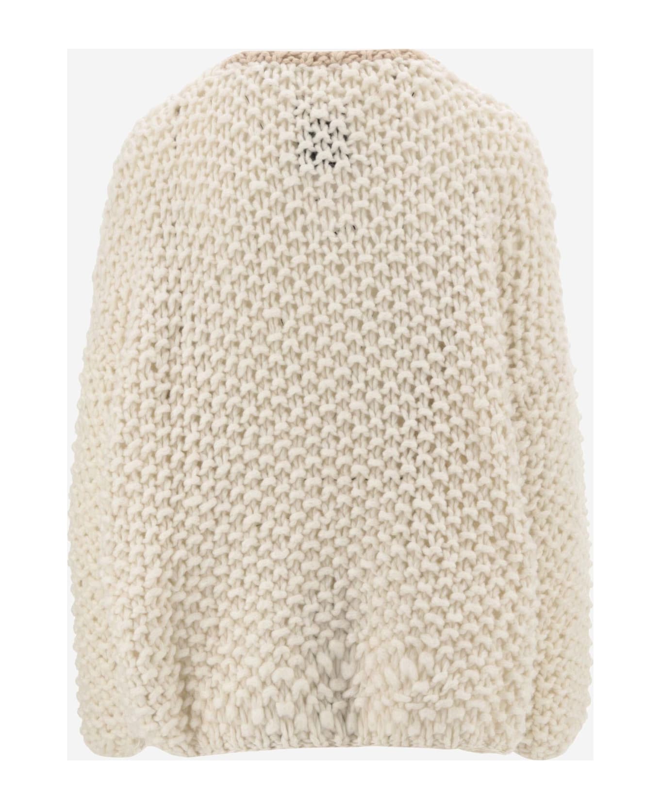 Evyinit Merino Wool Blend Sweater With Contrasting Edges - Ivory