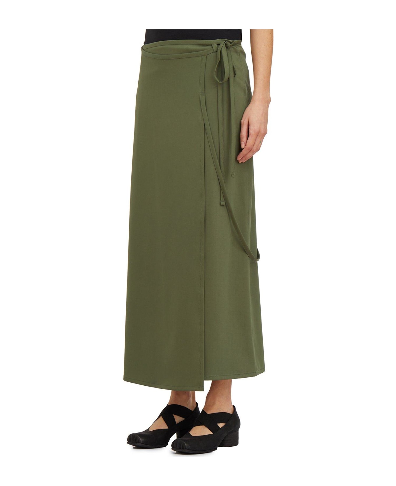 Lemaire Tied-waist Wrapped Midi Skirt - SMOKY GREEN