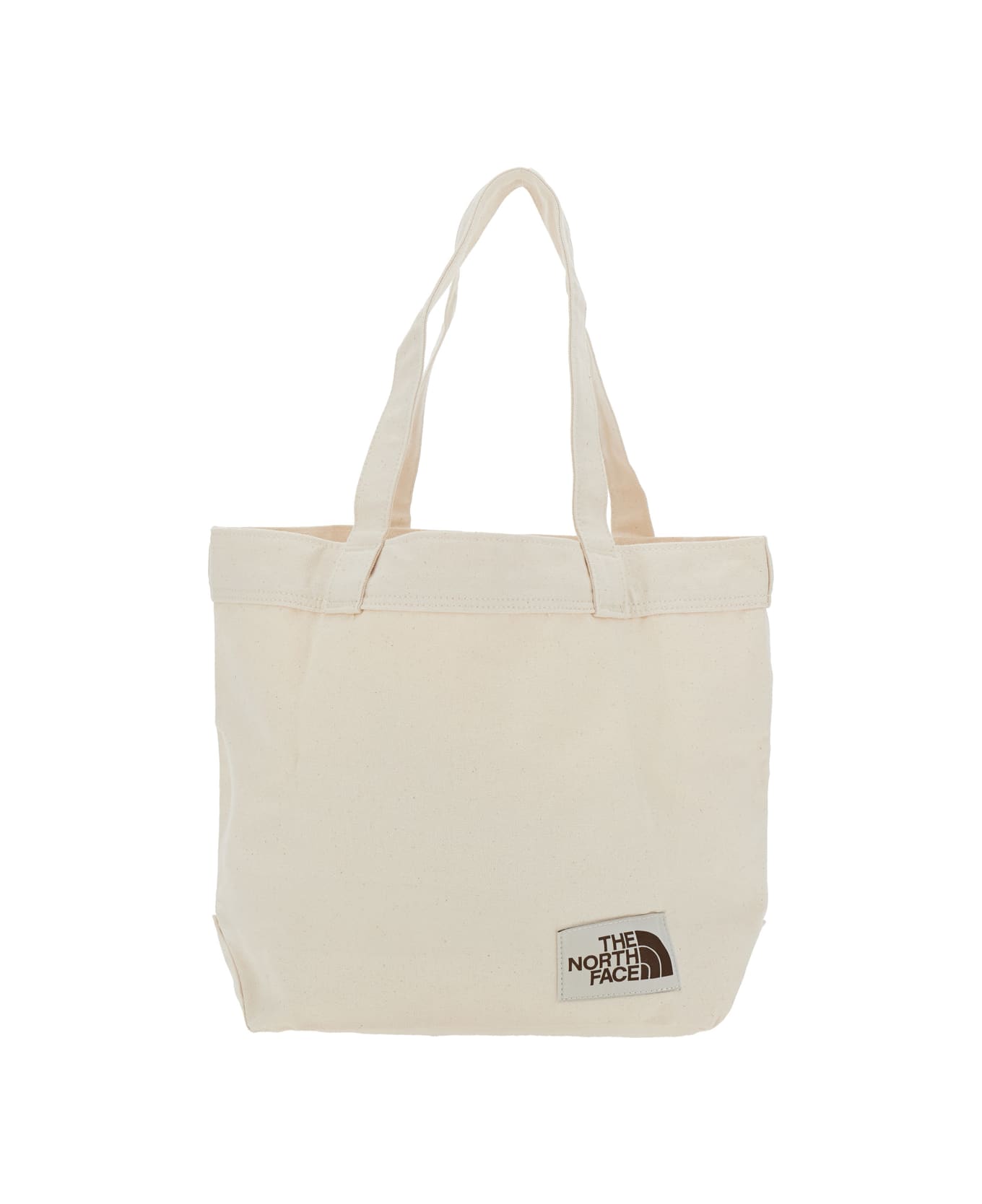 The North Face White Tote Bag With Maxi Logo Print On The Front In Cotton Man - White