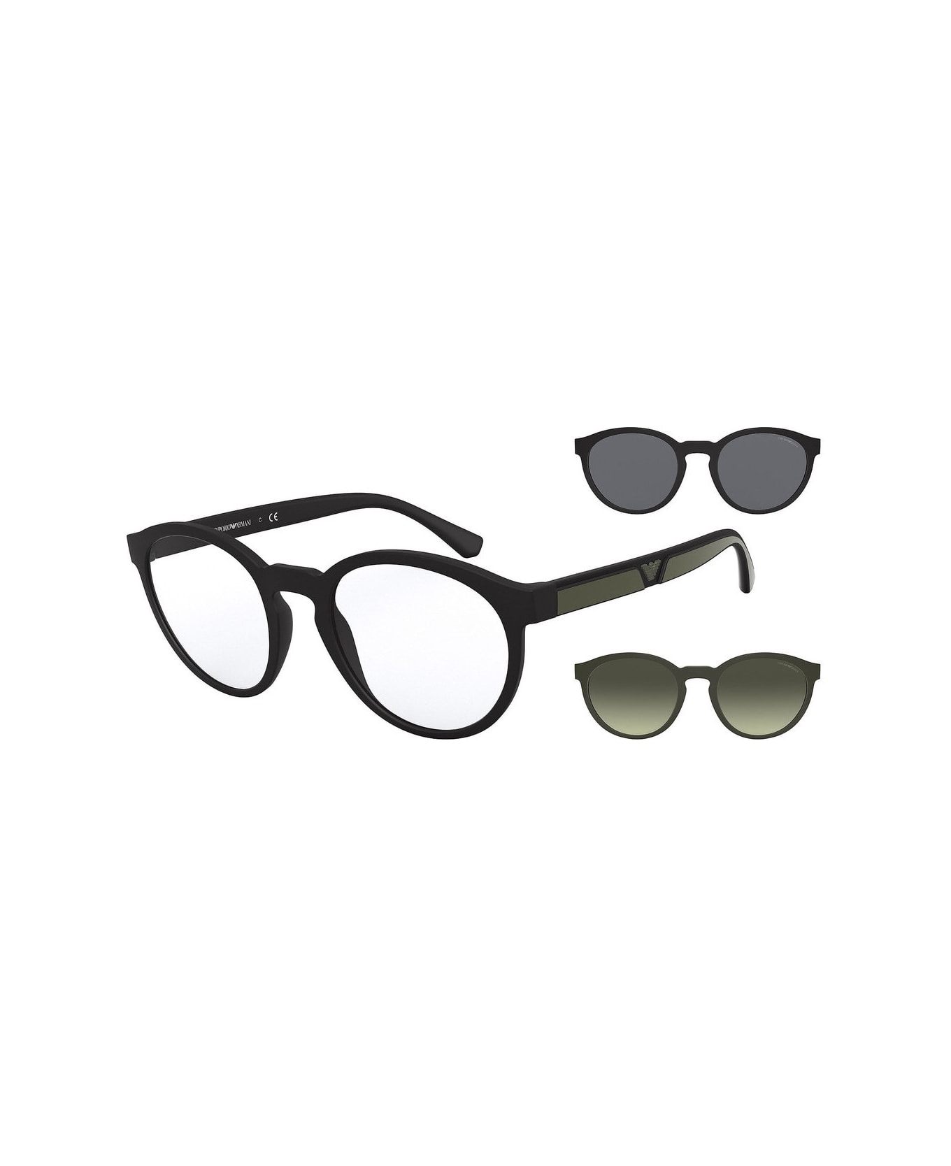 Emporio Armani EA4152 5042/1W Glasses - Nero aggiuntivo nero e verde アイウェア