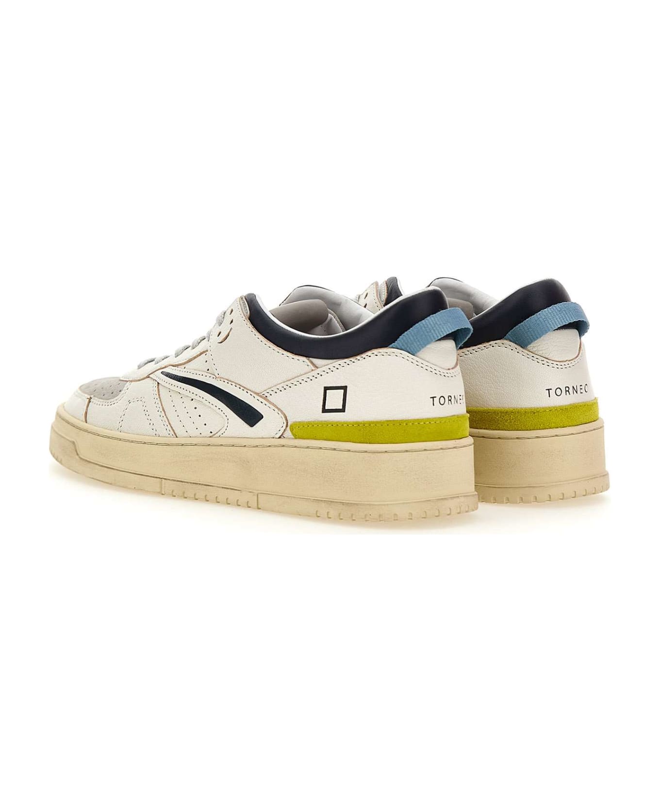 D.A.T.E. "torneo Colored" Leather Sneakers - WHITE