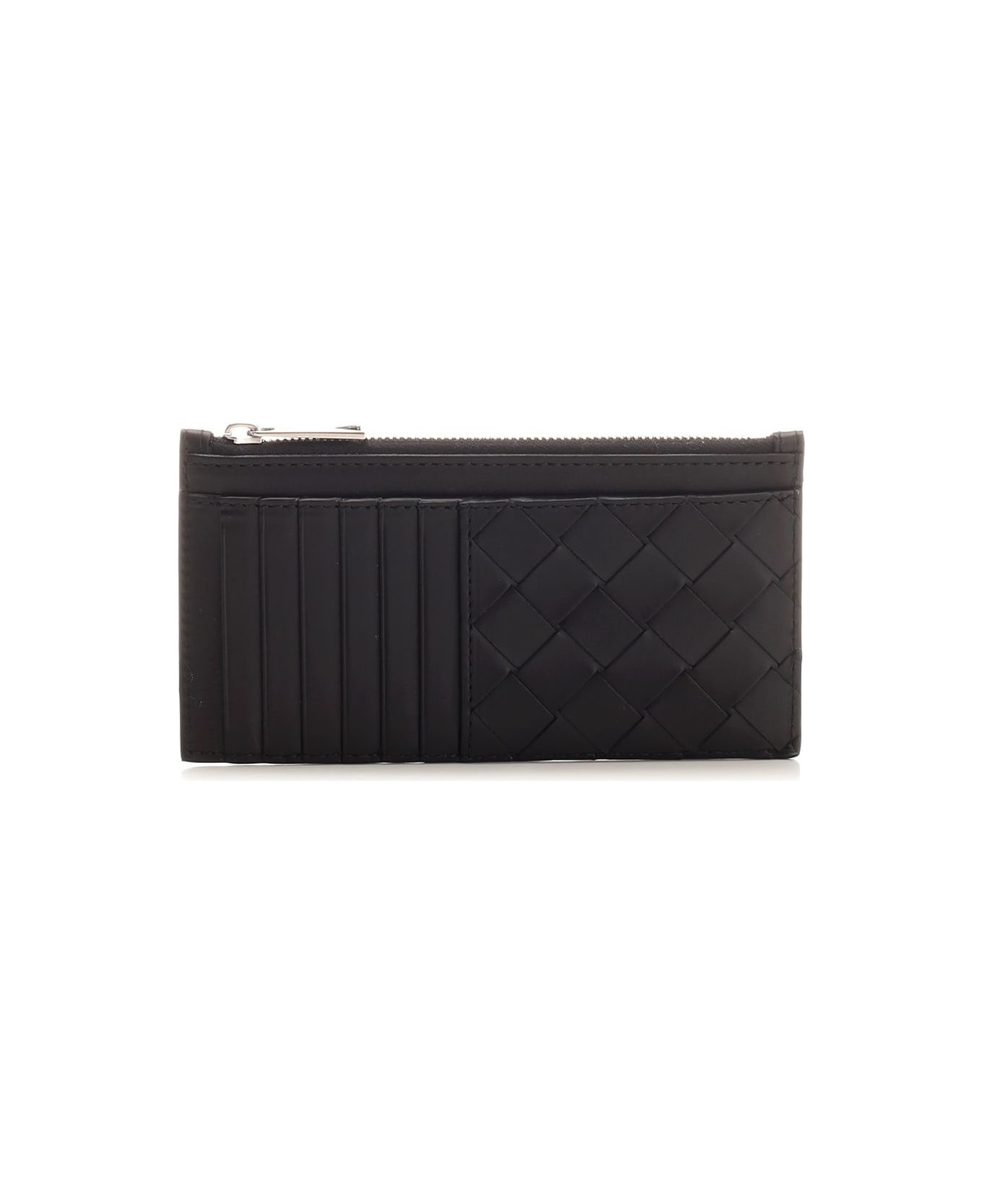 Bottega Veneta Long Card Holder With Zip - Black