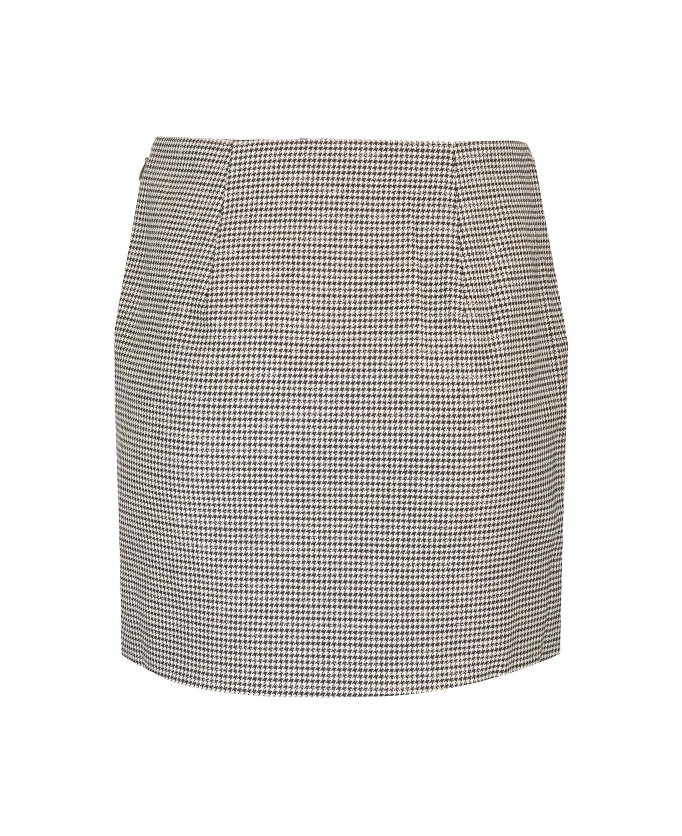 Alessandra Rich Houndstooth Mini Skirt - Black