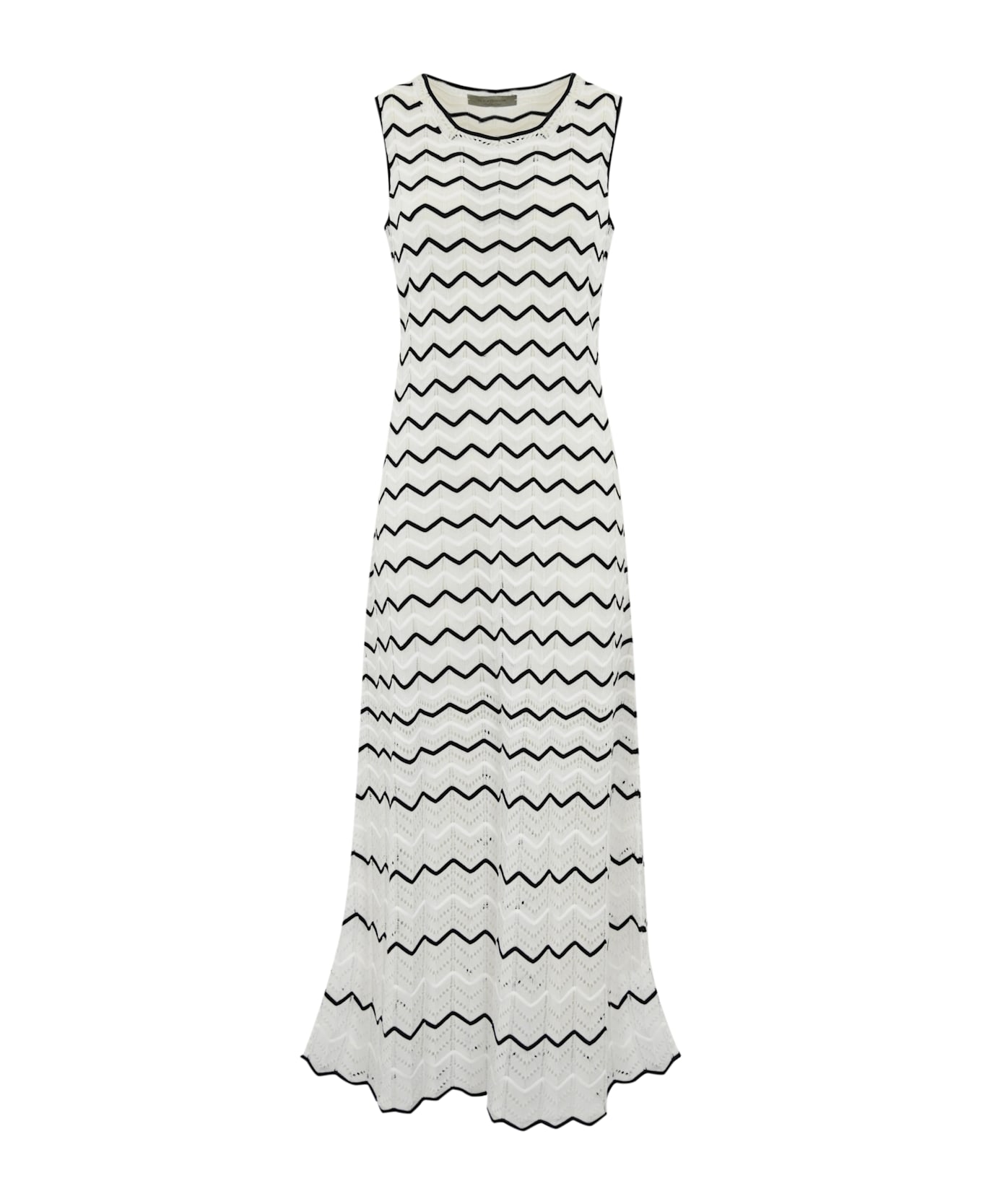 D.Exterior Two-tone Striped Lace Dress - Bianco/nero